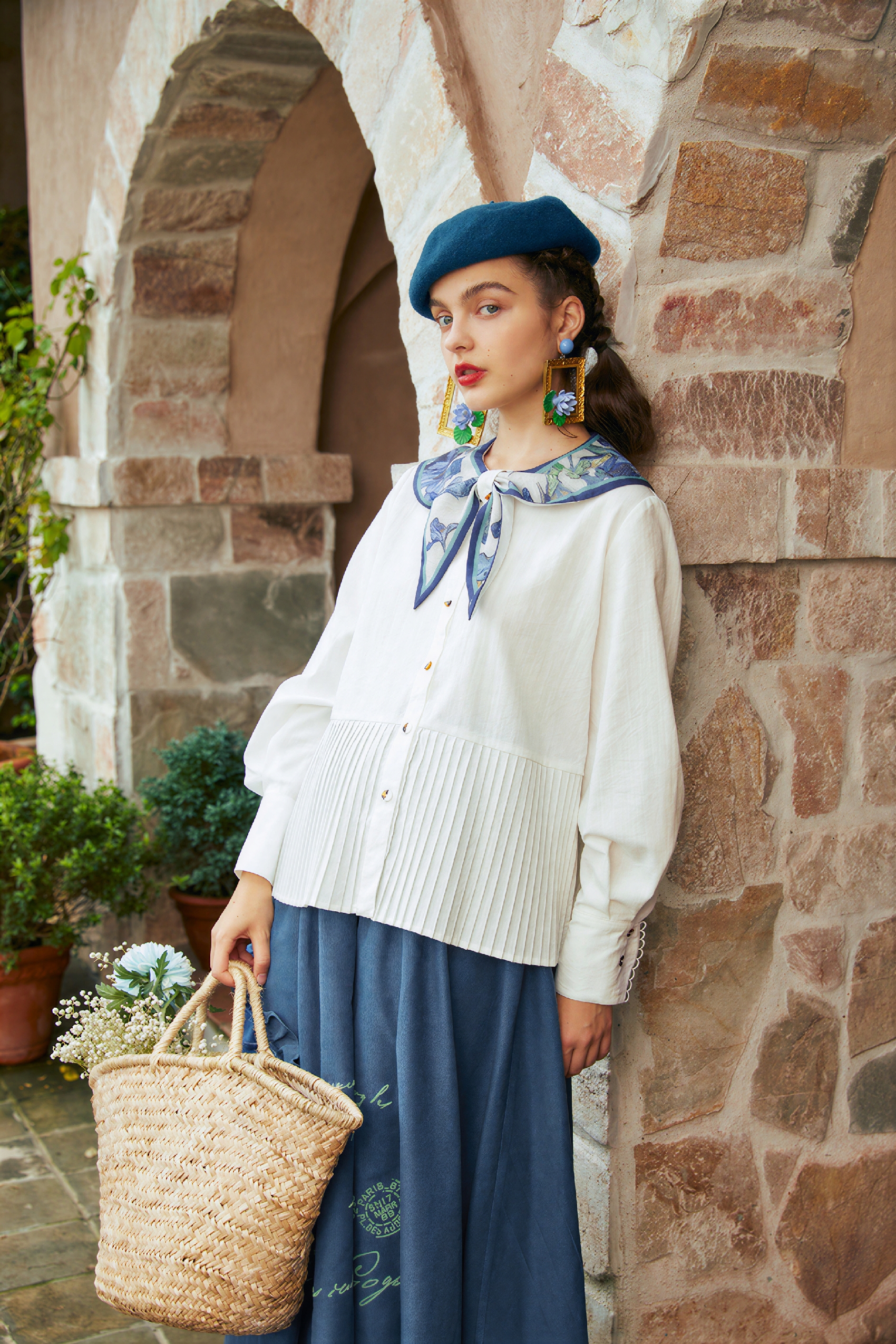 Van Gogh�CInspired White French Sailor Collar Shirt