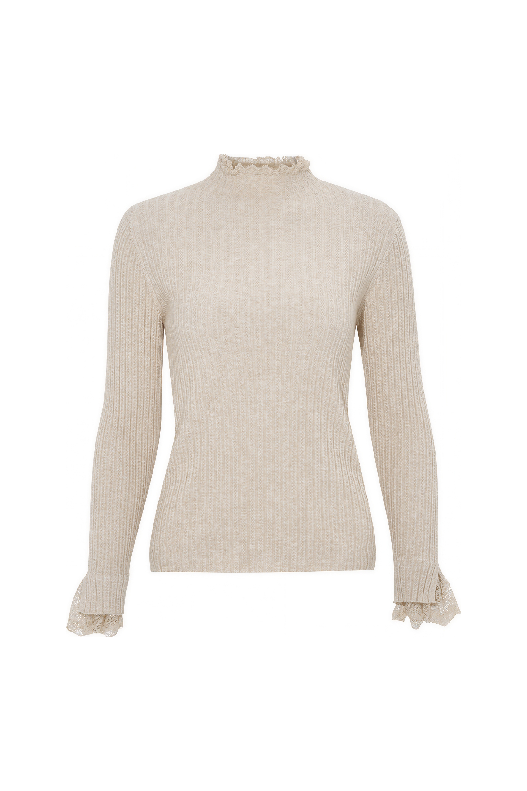 Van Gogh-Inspired Lace-Trim Knit Base Top