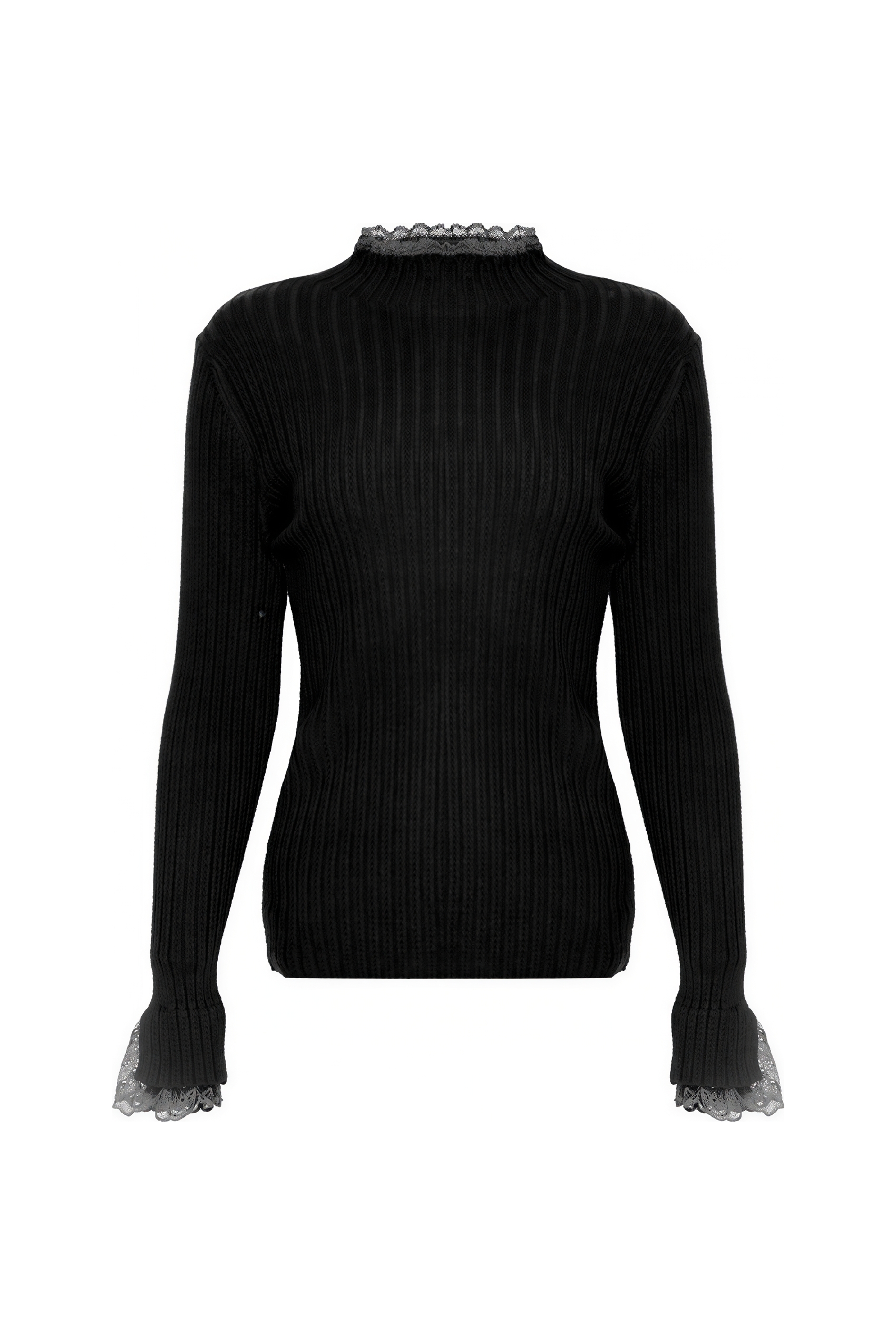 Van Gogh-Inspired Lace-Trim Knit Base Top