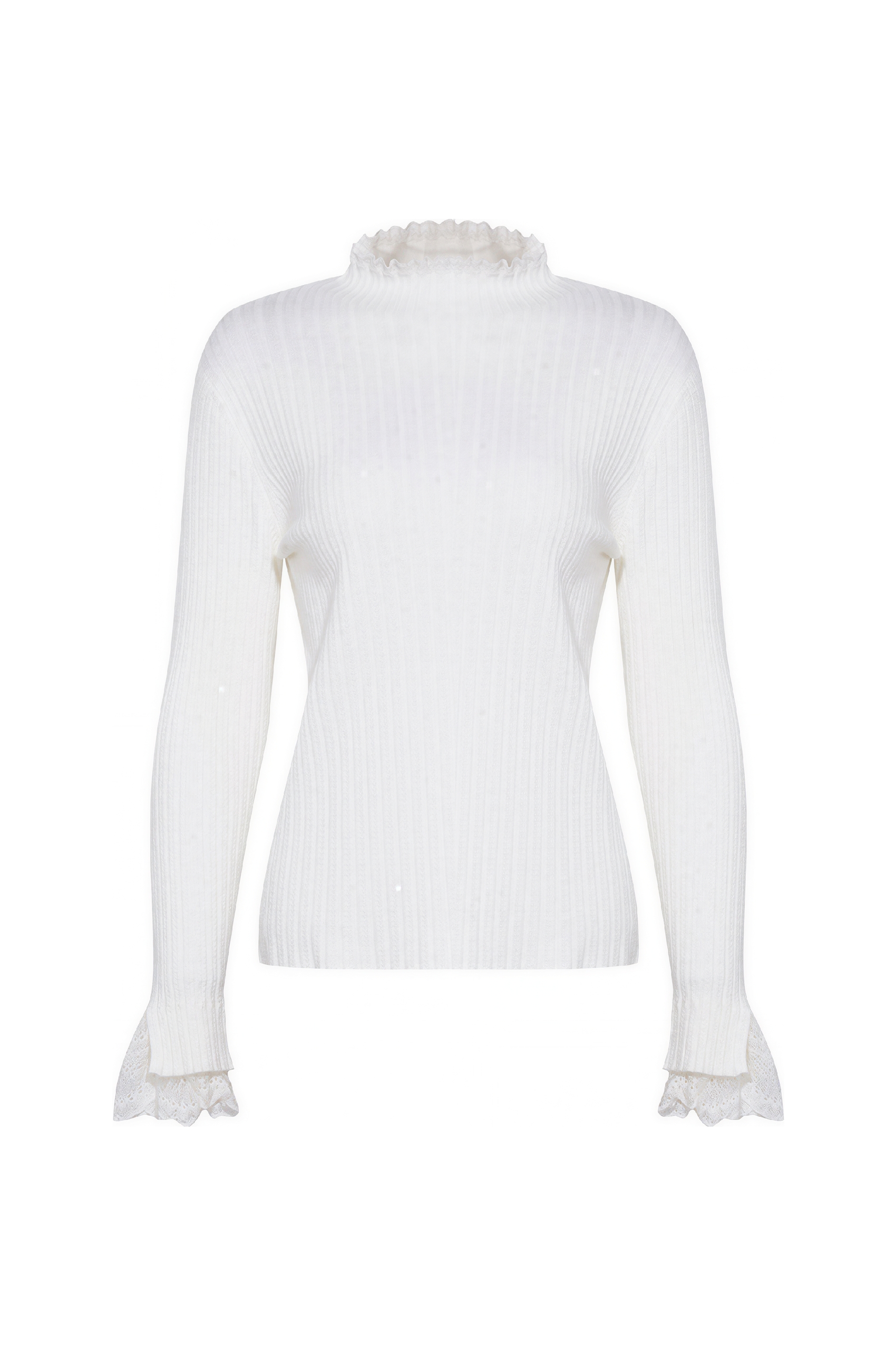 Van Gogh-Inspired Lace-Trim Knit Base Top