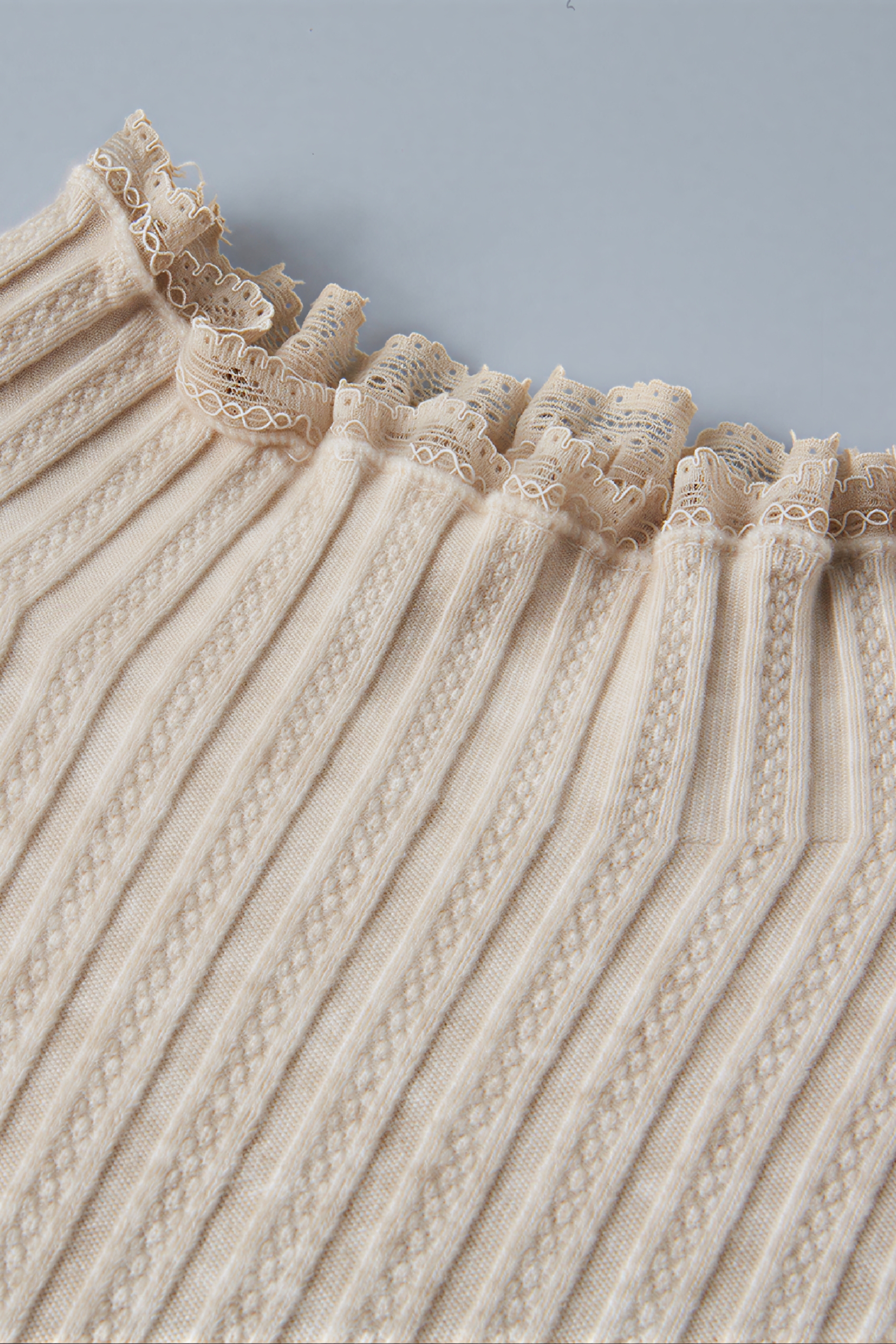 Van Gogh-Inspired Lace-Trim Knit Base Top