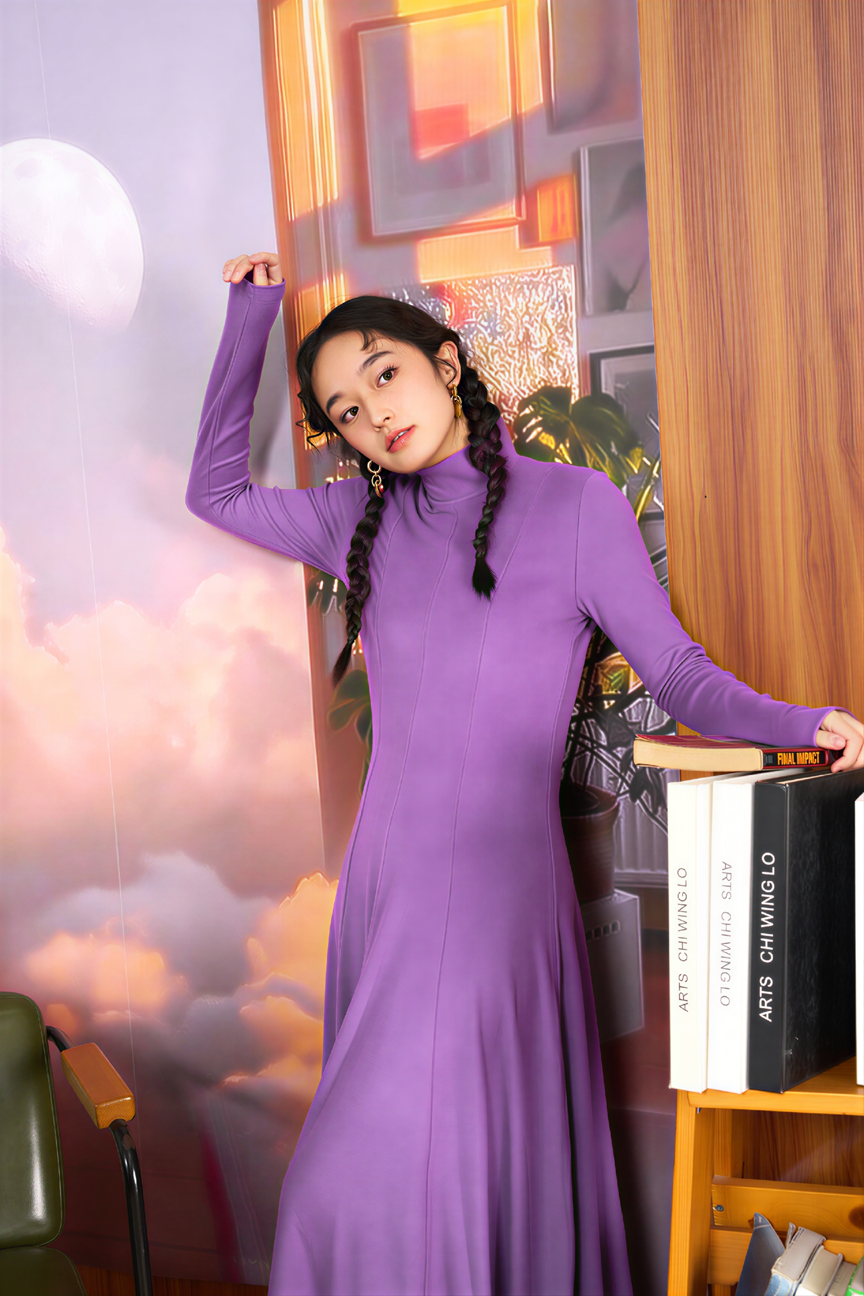 Winter Simple High-Neck Thick Knit Dress