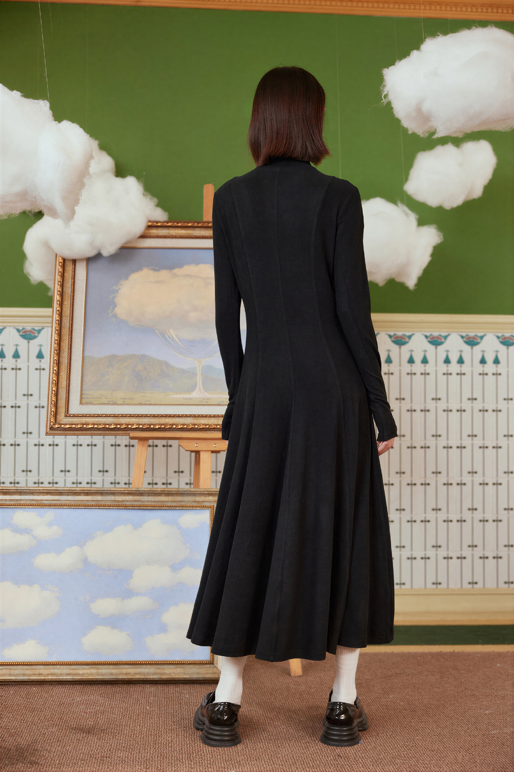 Winter Simple High-Neck Thick Knit Dress