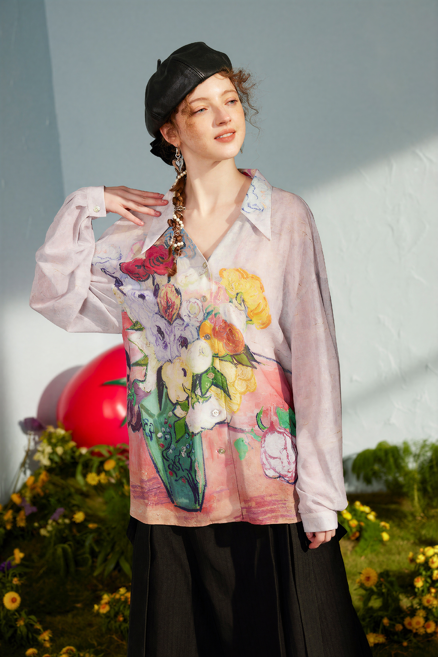 Van Gogh-Inspired Lightweight Long-Sleeve Shirt