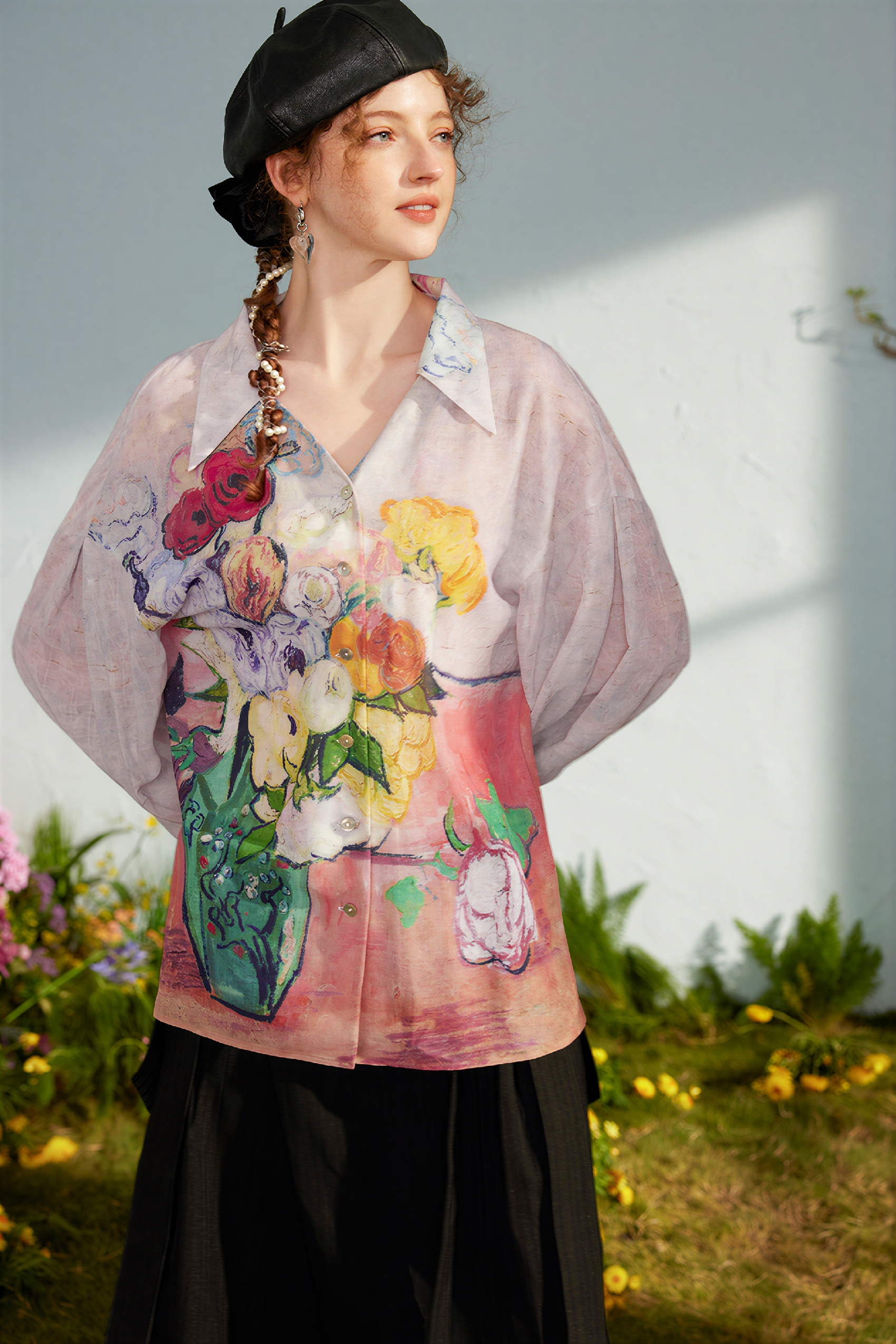 Van Gogh-Inspired Lightweight Long-Sleeve Shirt