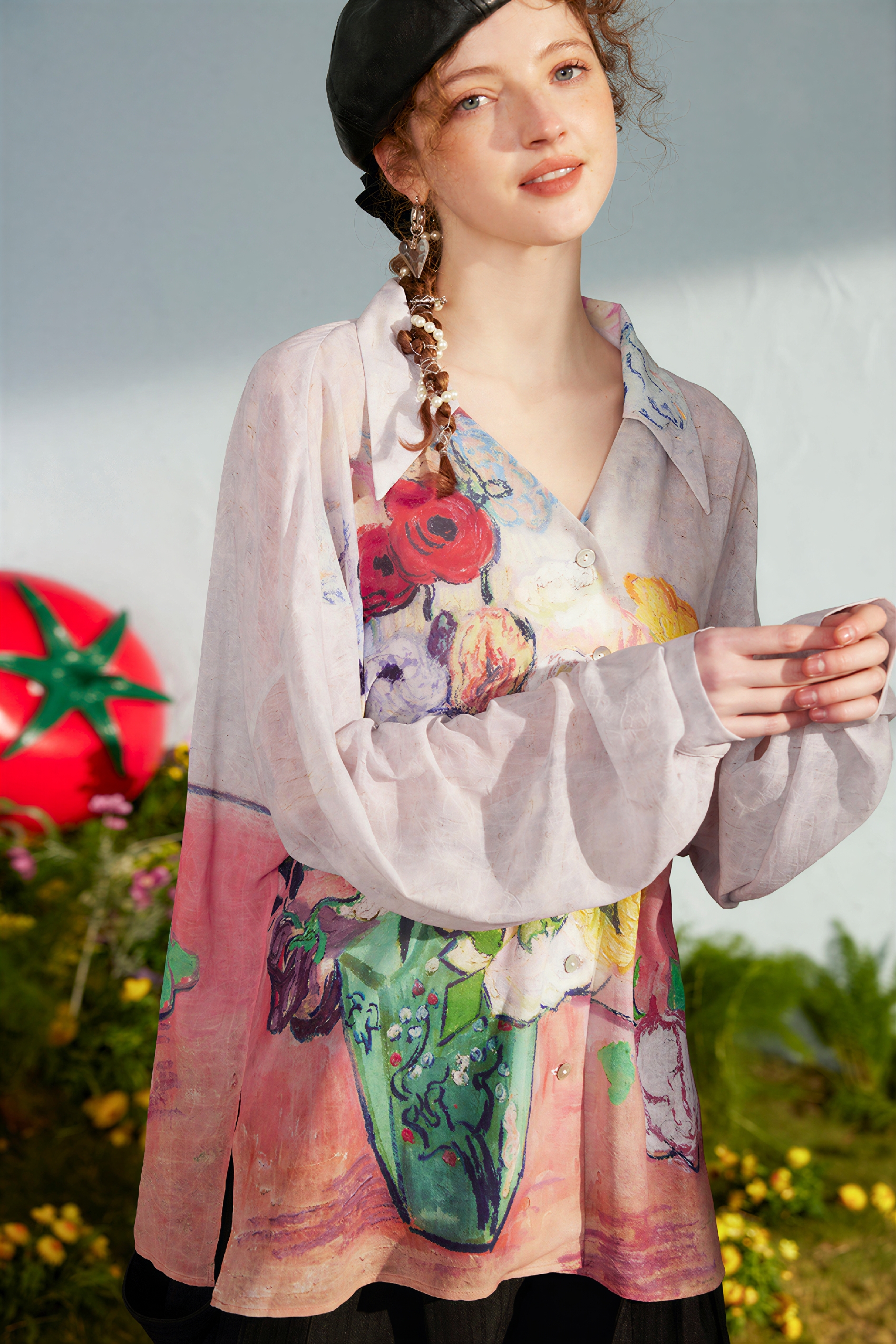 Van Gogh-Inspired Lightweight Long-Sleeve Shirt