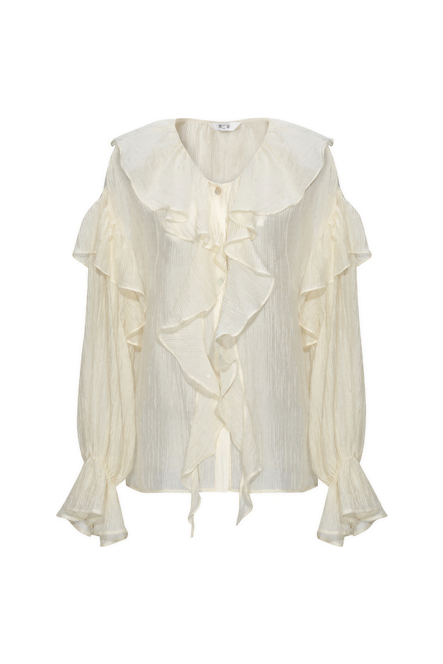 Ruffle Trim Relaxed Long-Sleeve Shirt