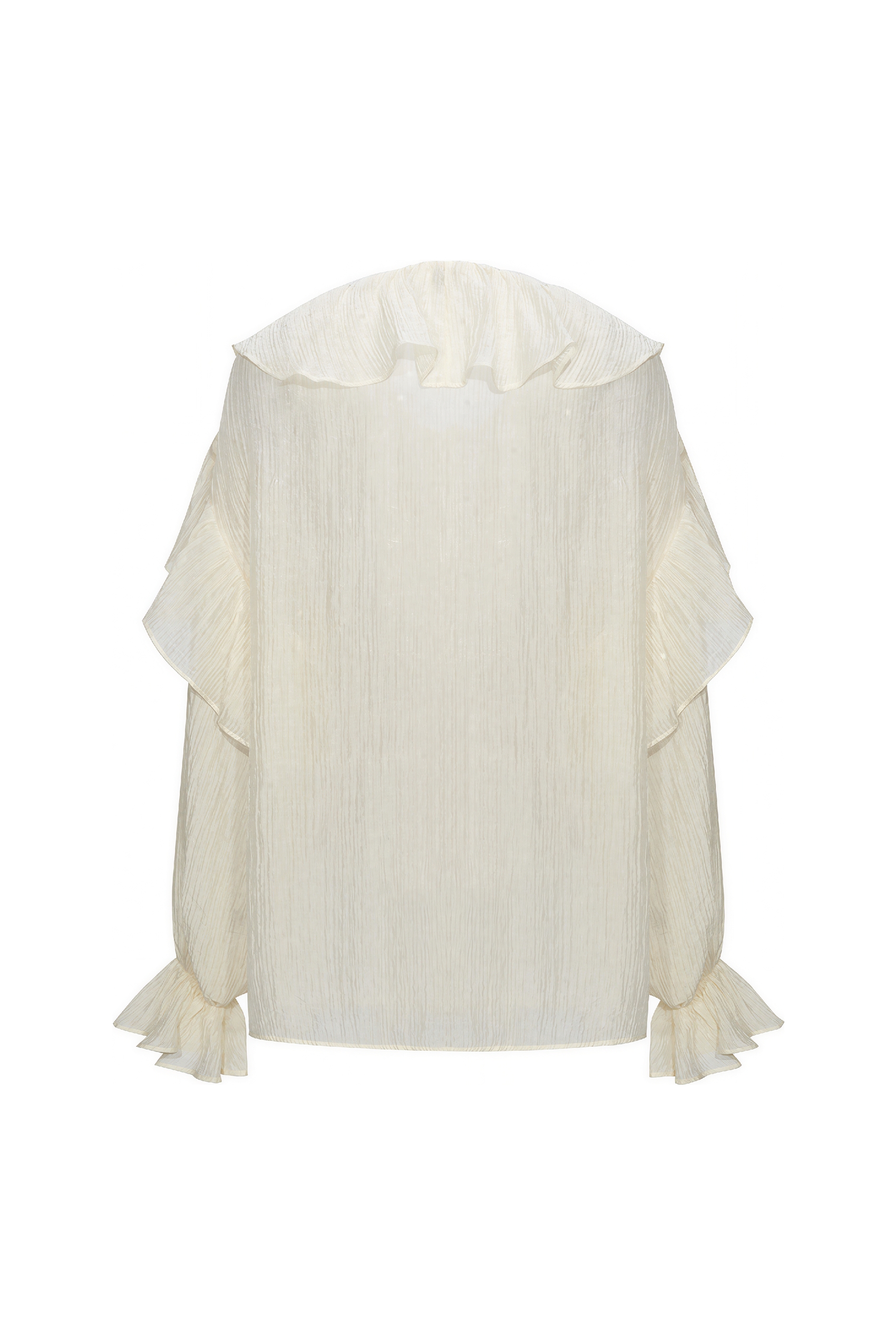 Ruffle Trim Relaxed Long-Sleeve Shirt