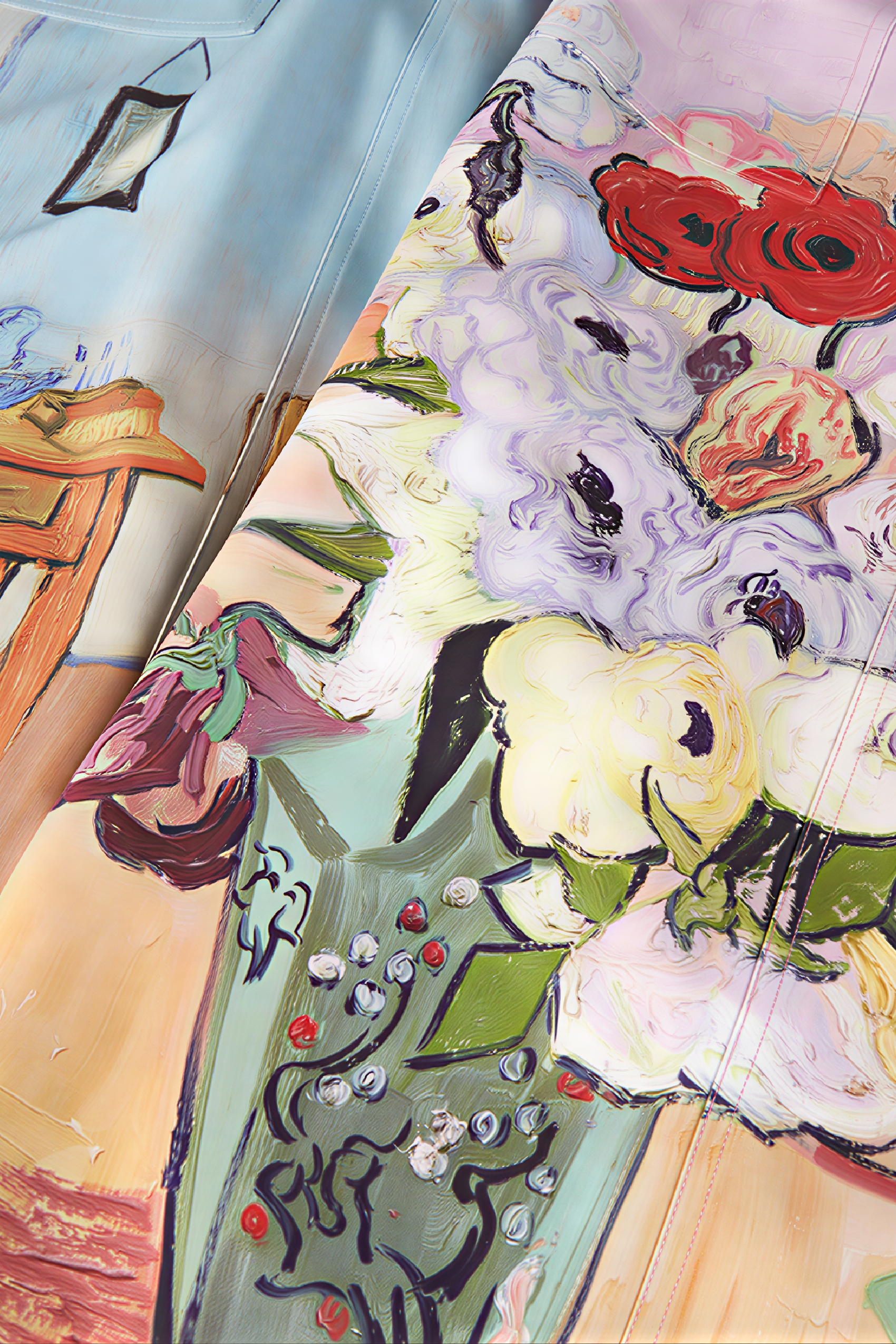 Van Gogh-Inspired High-Waist A-Line Art Print Skirt