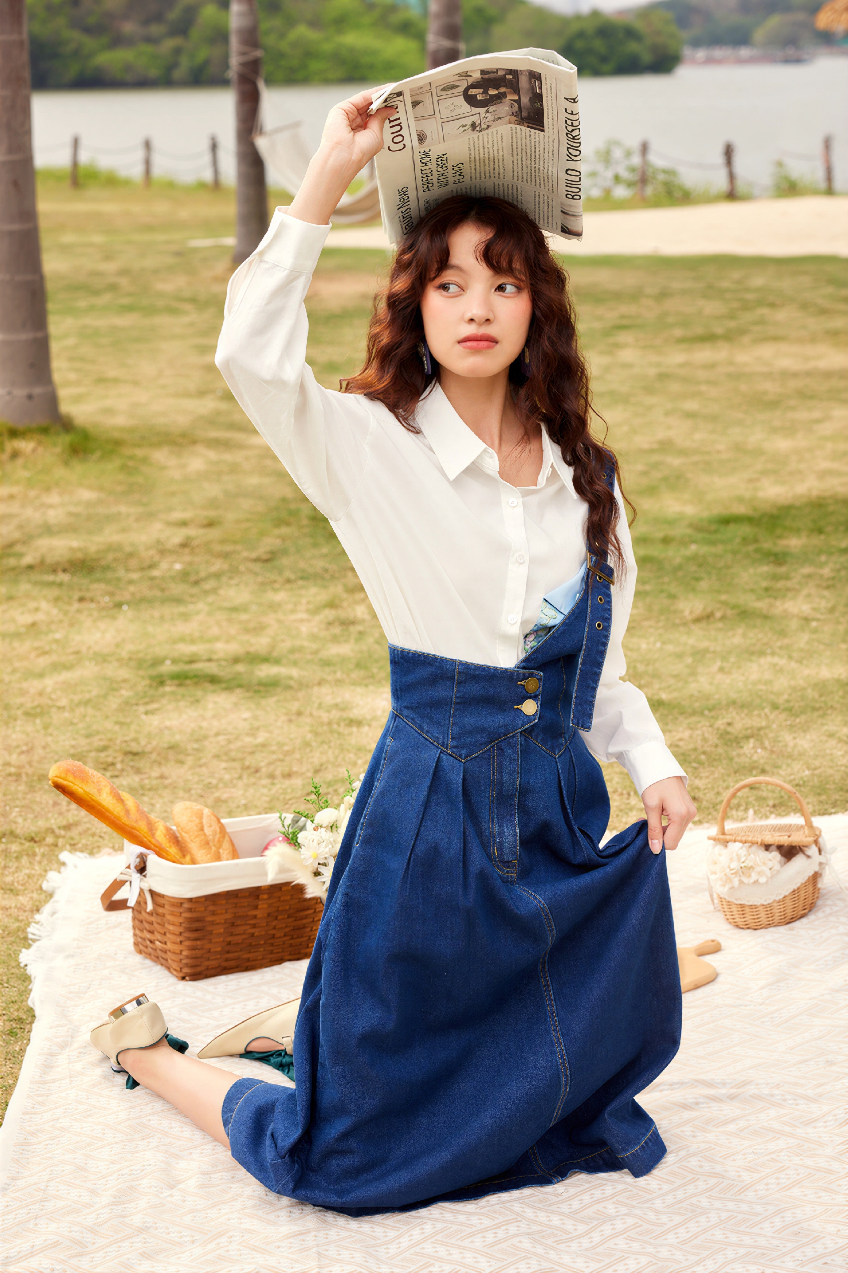 Petite High-Rise A-Line Jean Skirt