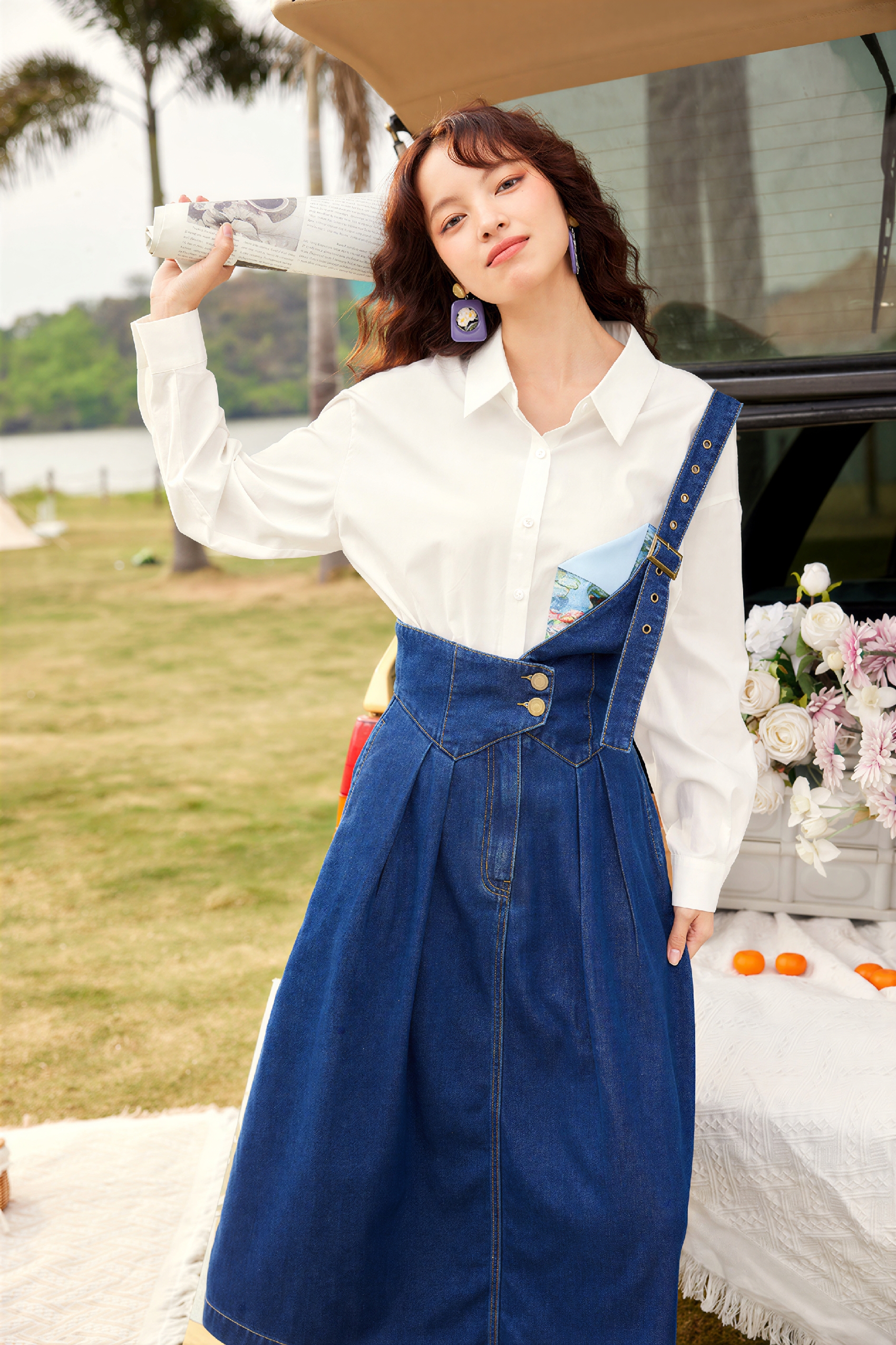 Petite High-Rise A-Line Jean Skirt