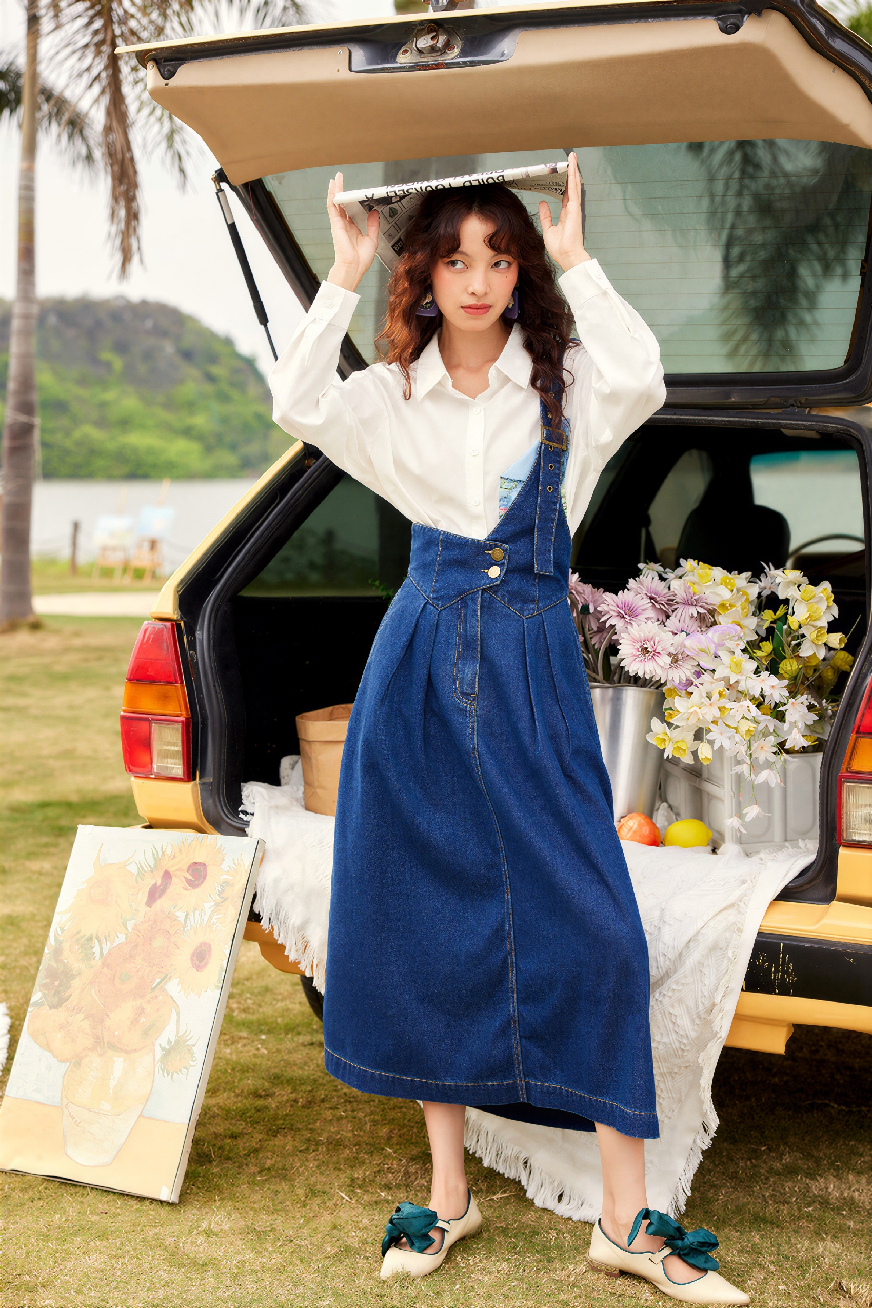 Petite High-Rise A-Line Jean Skirt