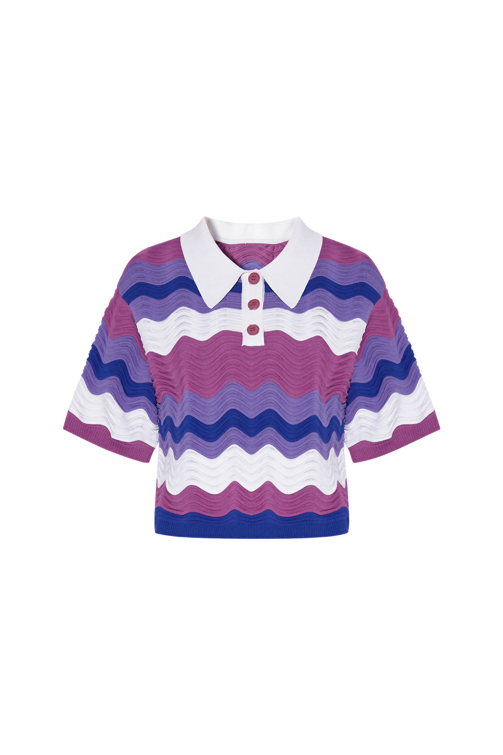 Purple Striped Knit Short-Sleeve Top