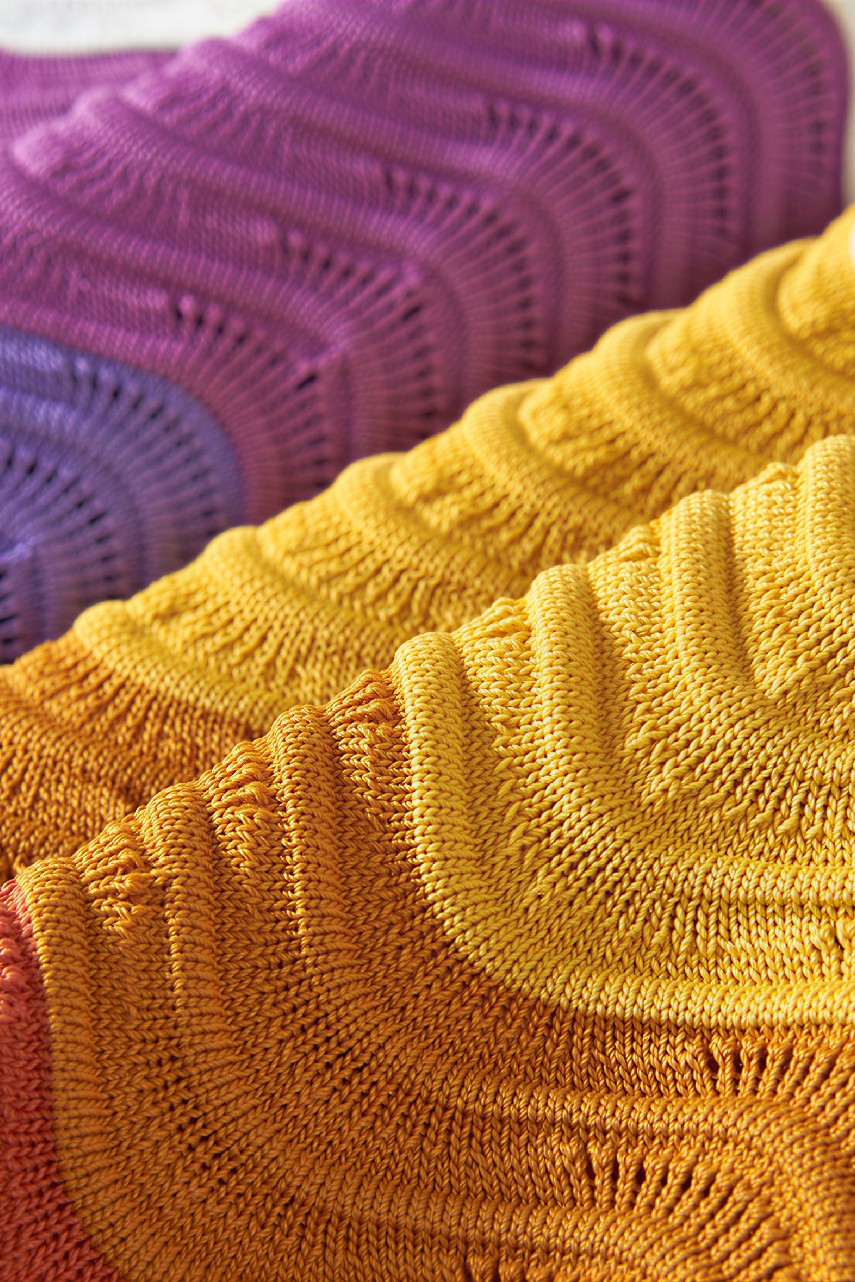 Purple Striped Knit Short-Sleeve Top