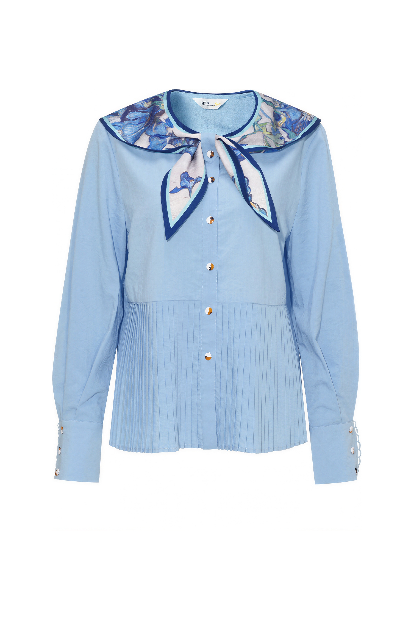 Van Gogh-Inspired Blue Sailor Collar Shirt