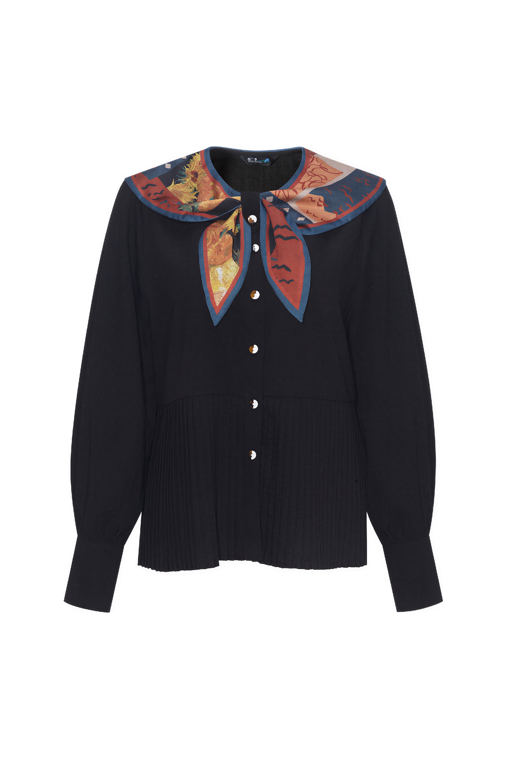 Van Gogh-Inspired Blue Sailor Collar Shirt