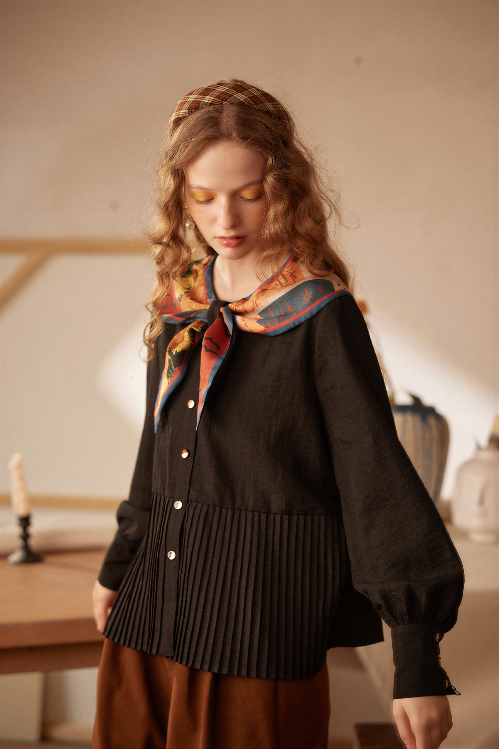 Van Gogh-Inspired Blue Sailor Collar Shirt