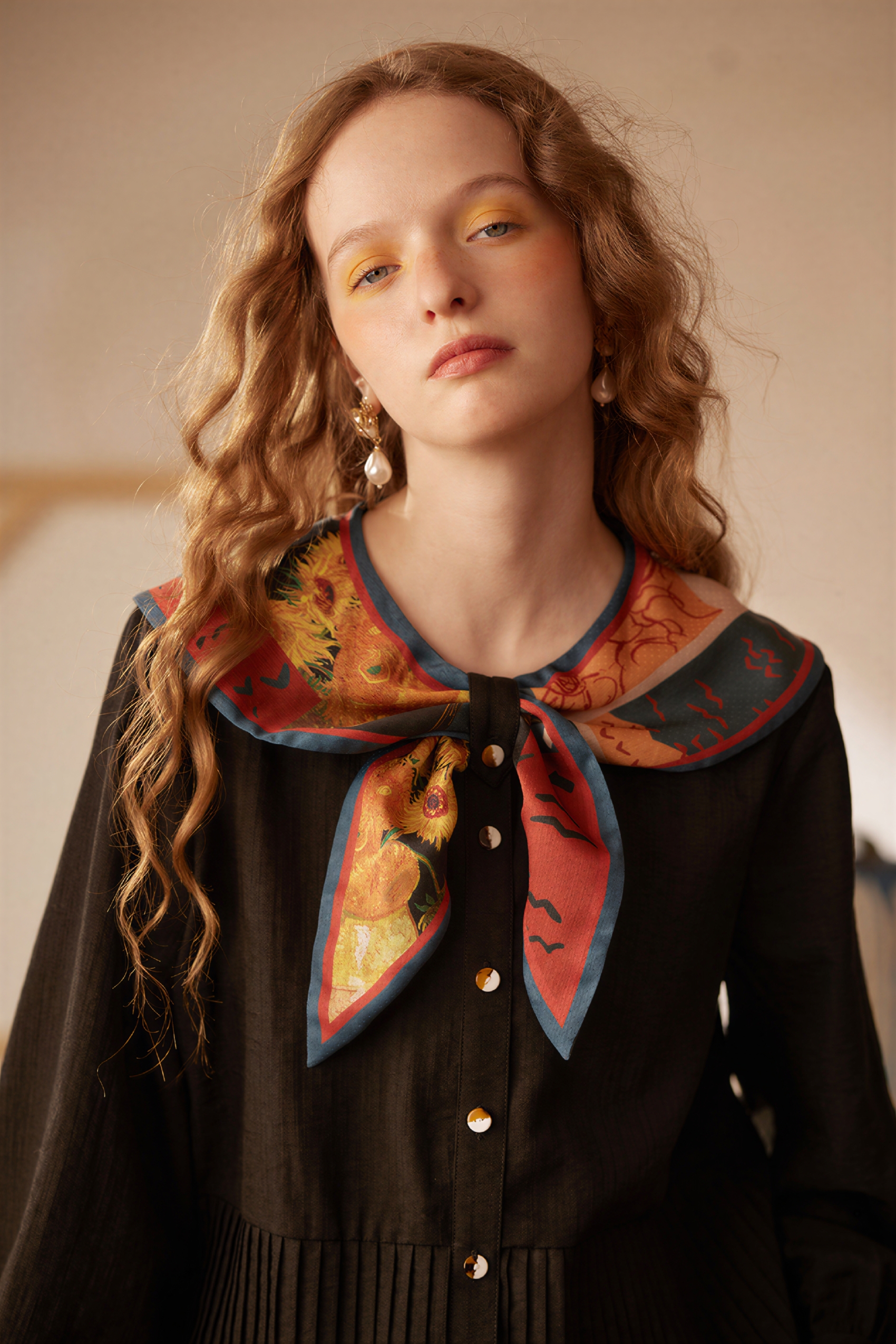 Van Gogh-Inspired Blue Sailor Collar Shirt