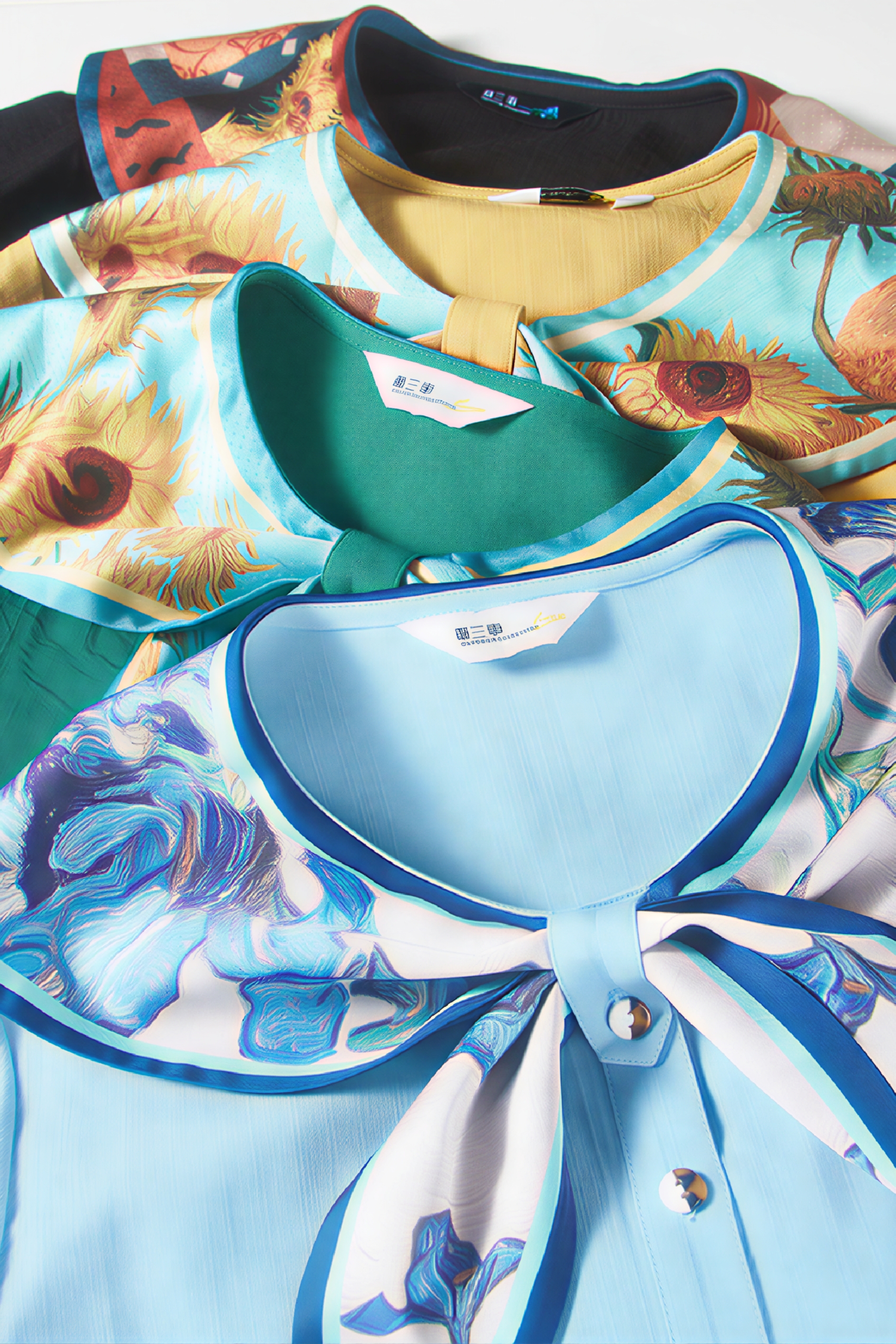 Van Gogh-Inspired Blue Sailor Collar Shirt