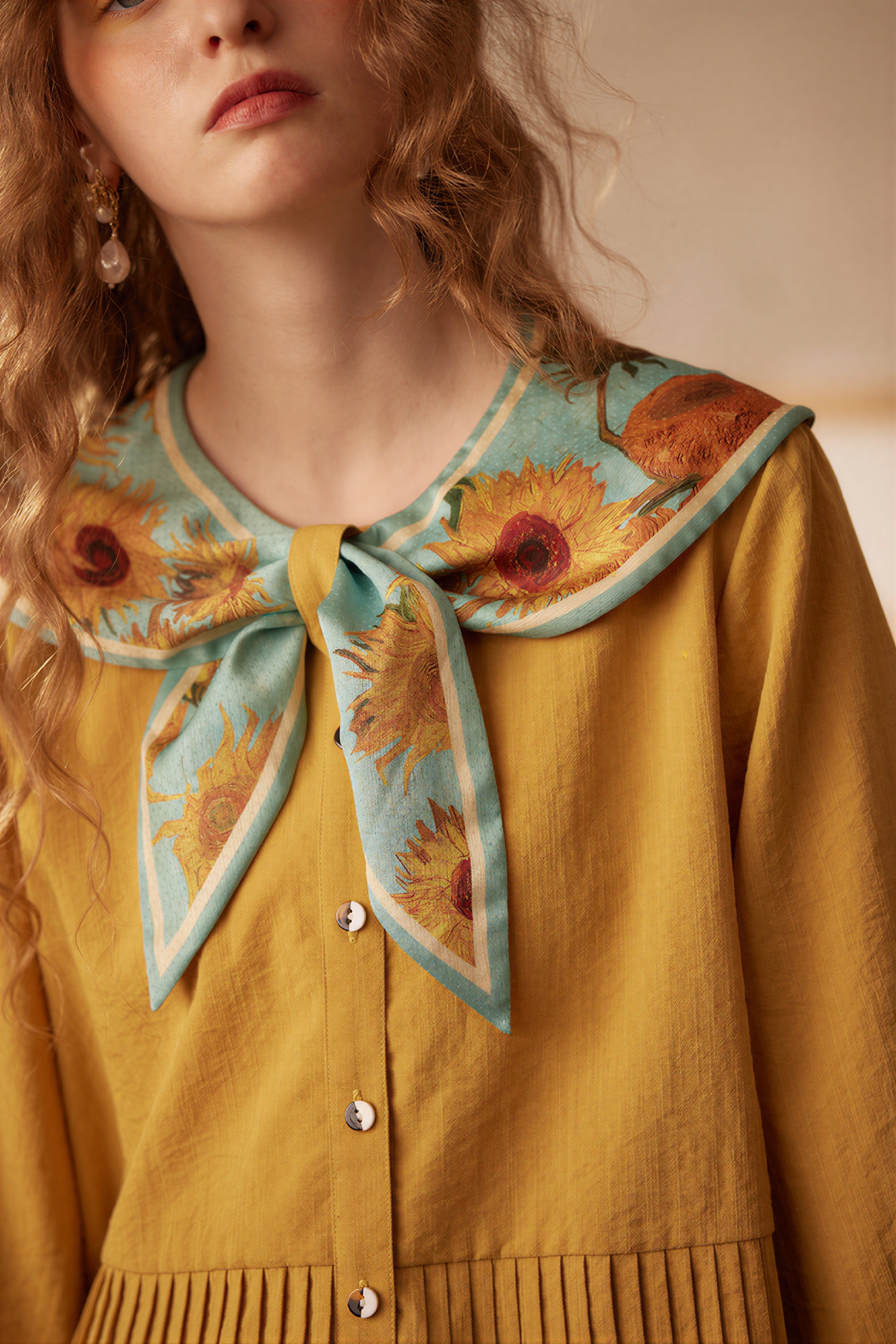 Van Gogh-Inspired Blue Sailor Collar Shirt