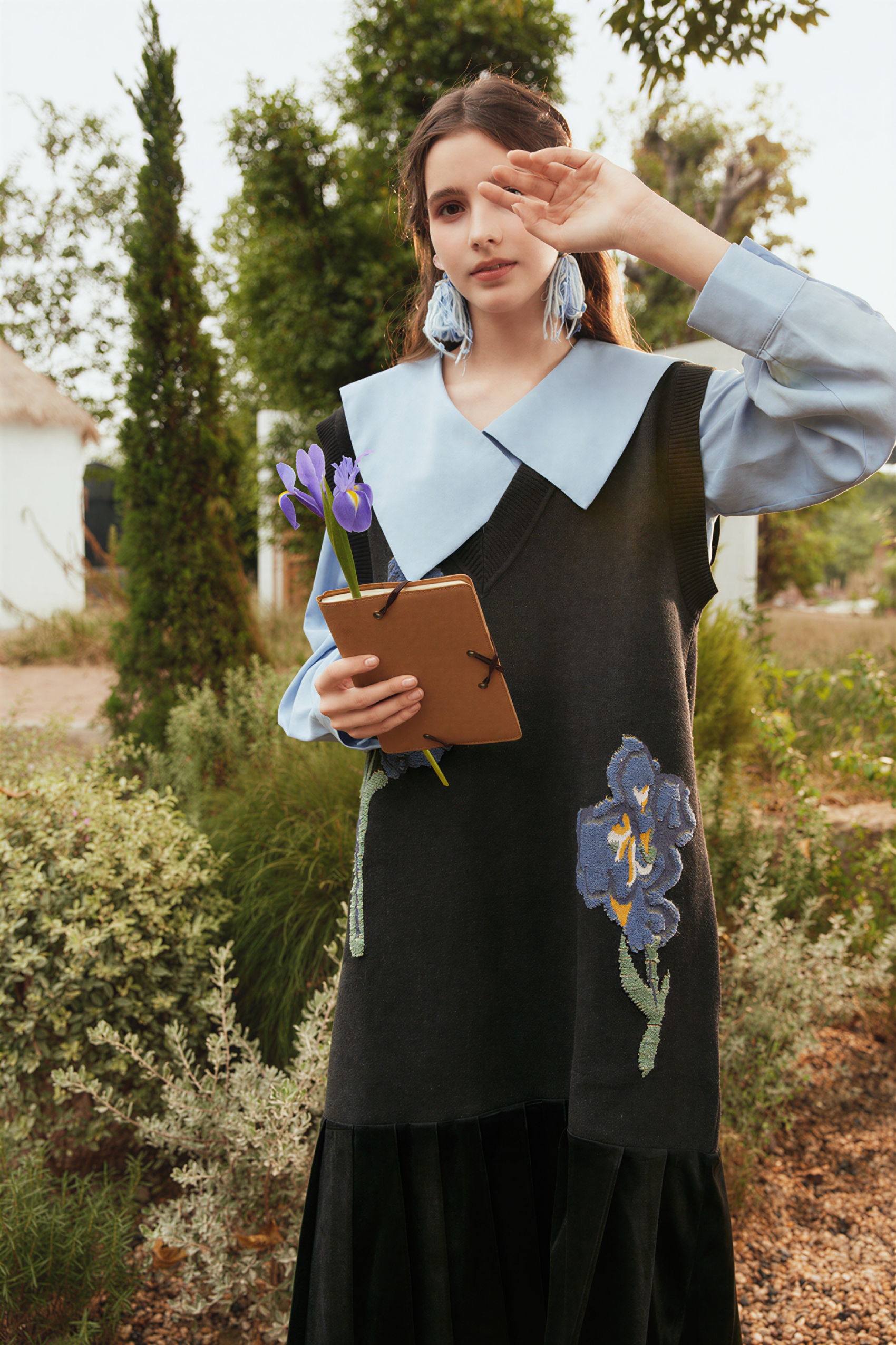 Van Gogh-Inspired Floral Patchwork Winter Dress