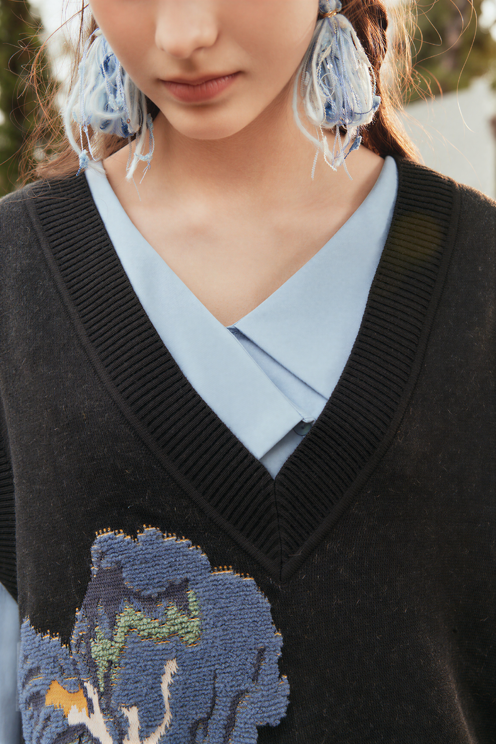 Van Gogh-Inspired Floral Patchwork Winter Dress