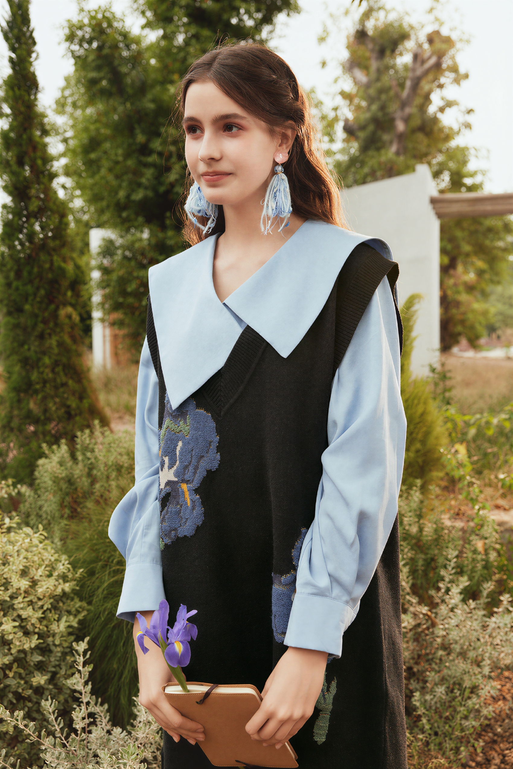 Van Gogh-Inspired Floral Patchwork Winter Dress