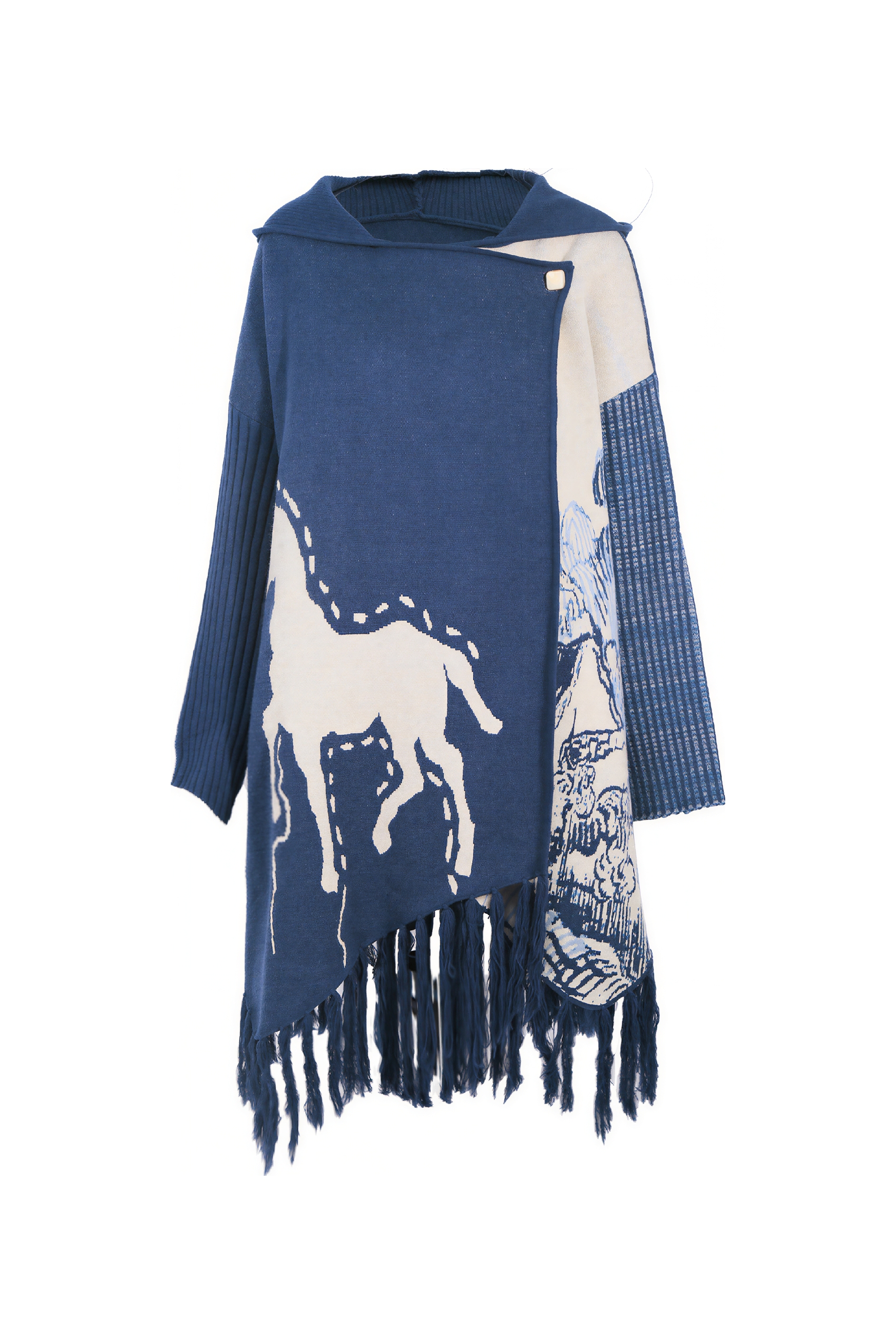 Van Gogh-Inspired Knit Poncho Cape Cardigan