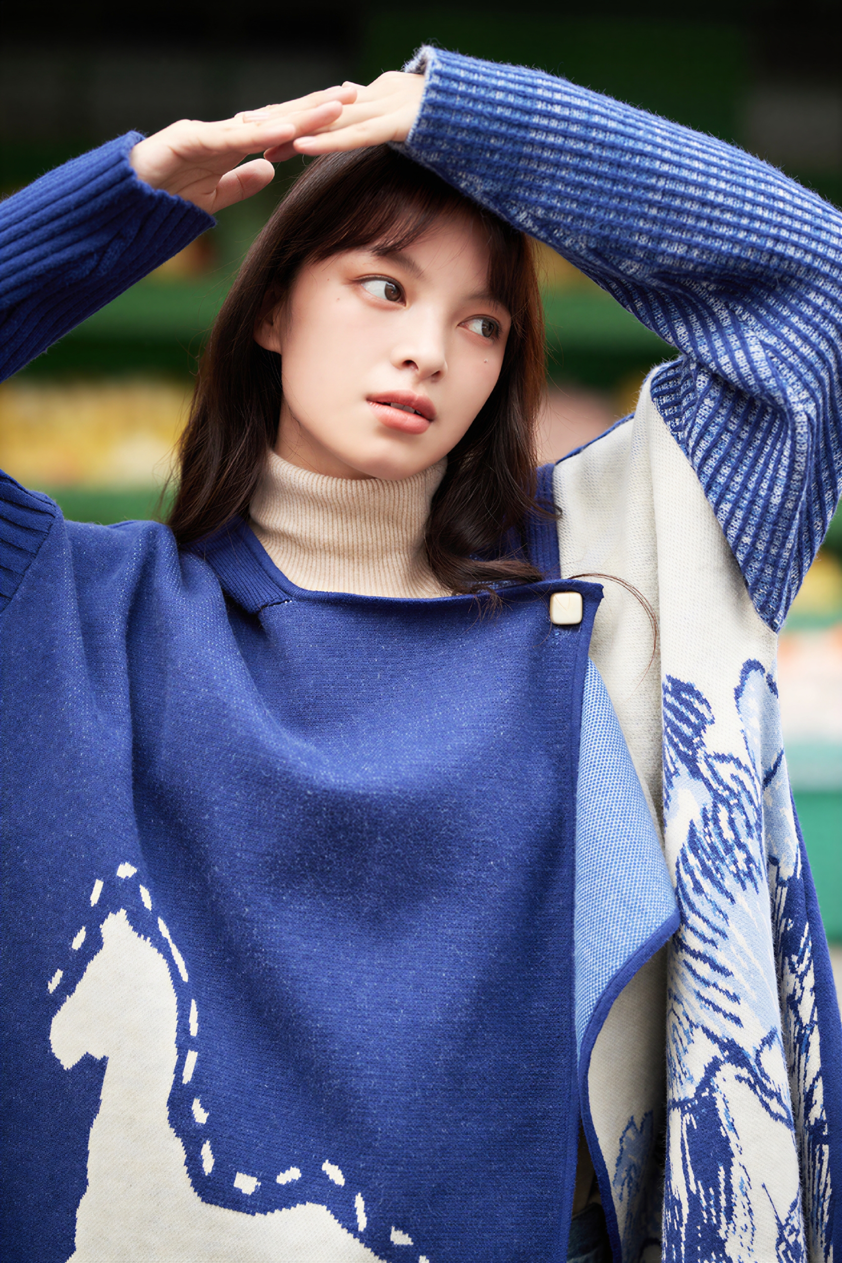 Van Gogh-Inspired Knit Poncho Cape Cardigan