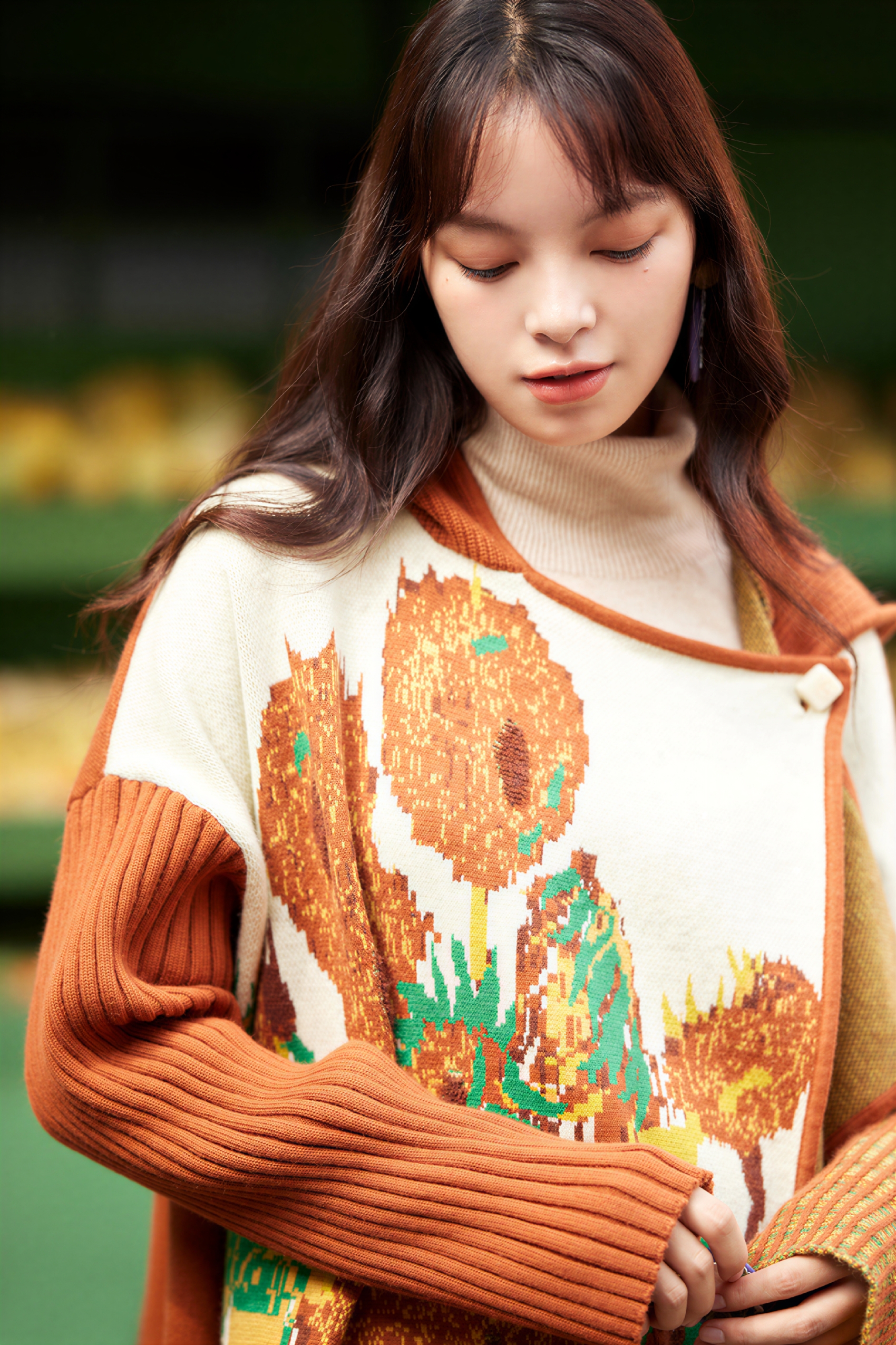 Van Gogh-Inspired Knit Poncho Cape Cardigan