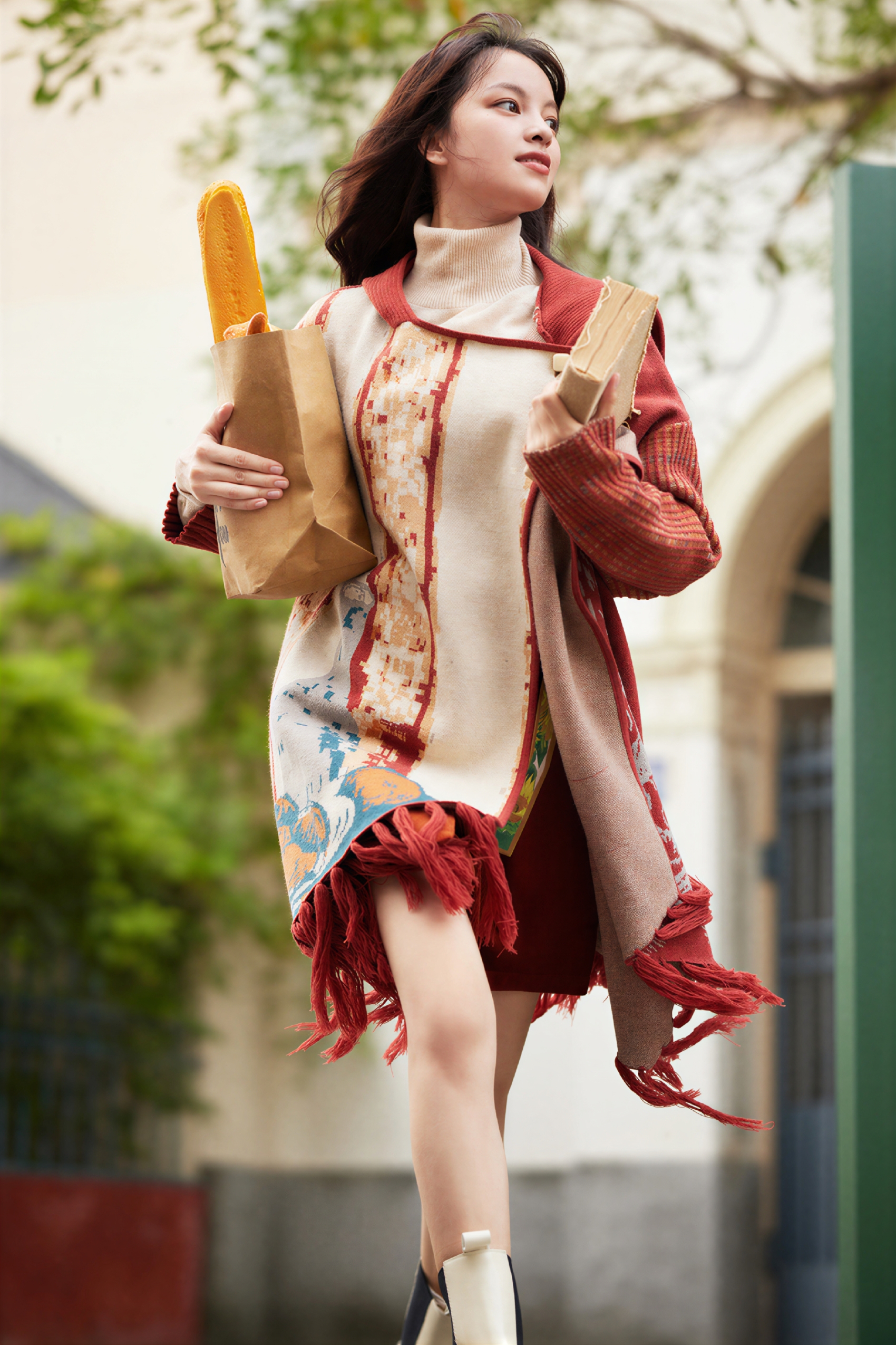 Van Gogh-Inspired Knit Poncho Cape Cardigan