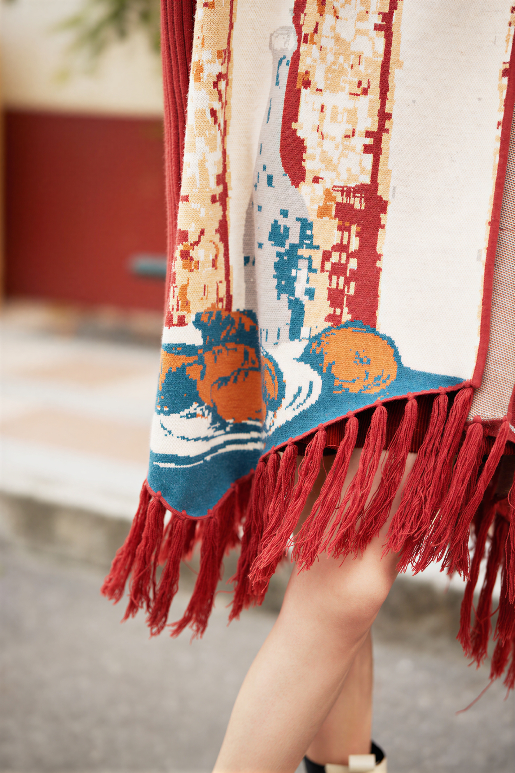 Van Gogh-Inspired Knit Poncho Cape Cardigan