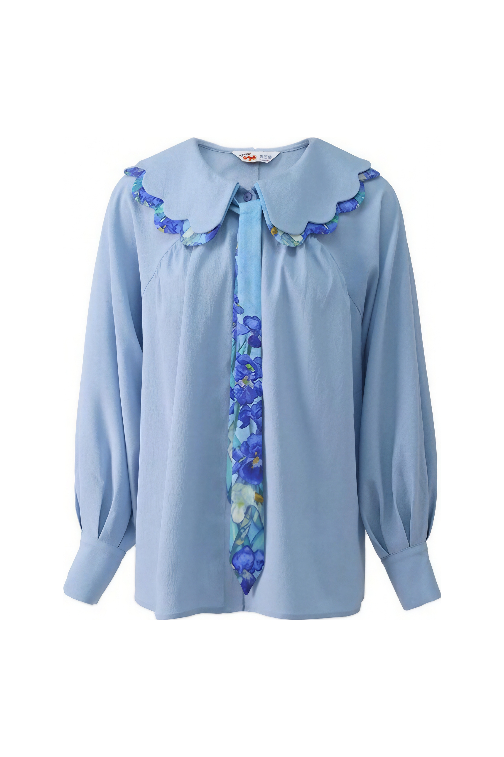 Van Gogh-Inspired Blue Peter Pan Collar Shirt