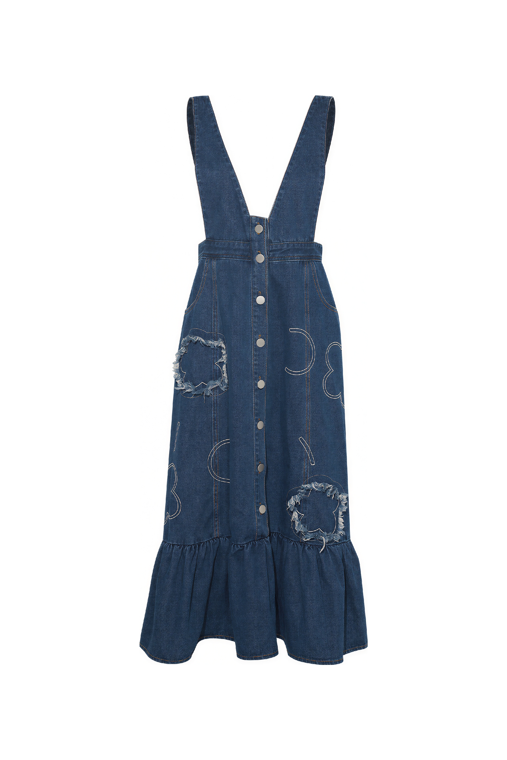 Retro design denim overalls dress