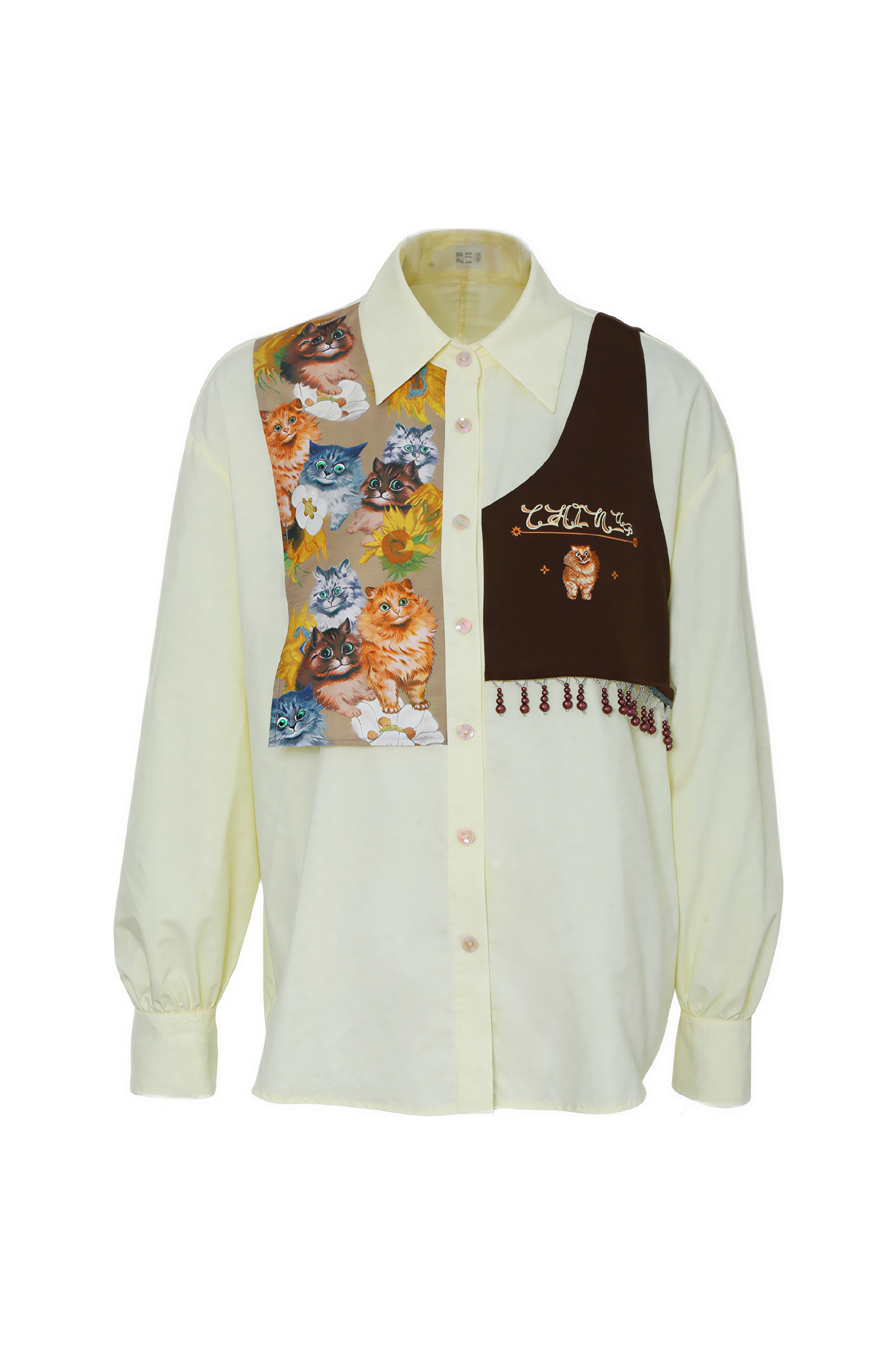 Van Gogh-Inspired Patchwork Faux Two-Piece Shirt