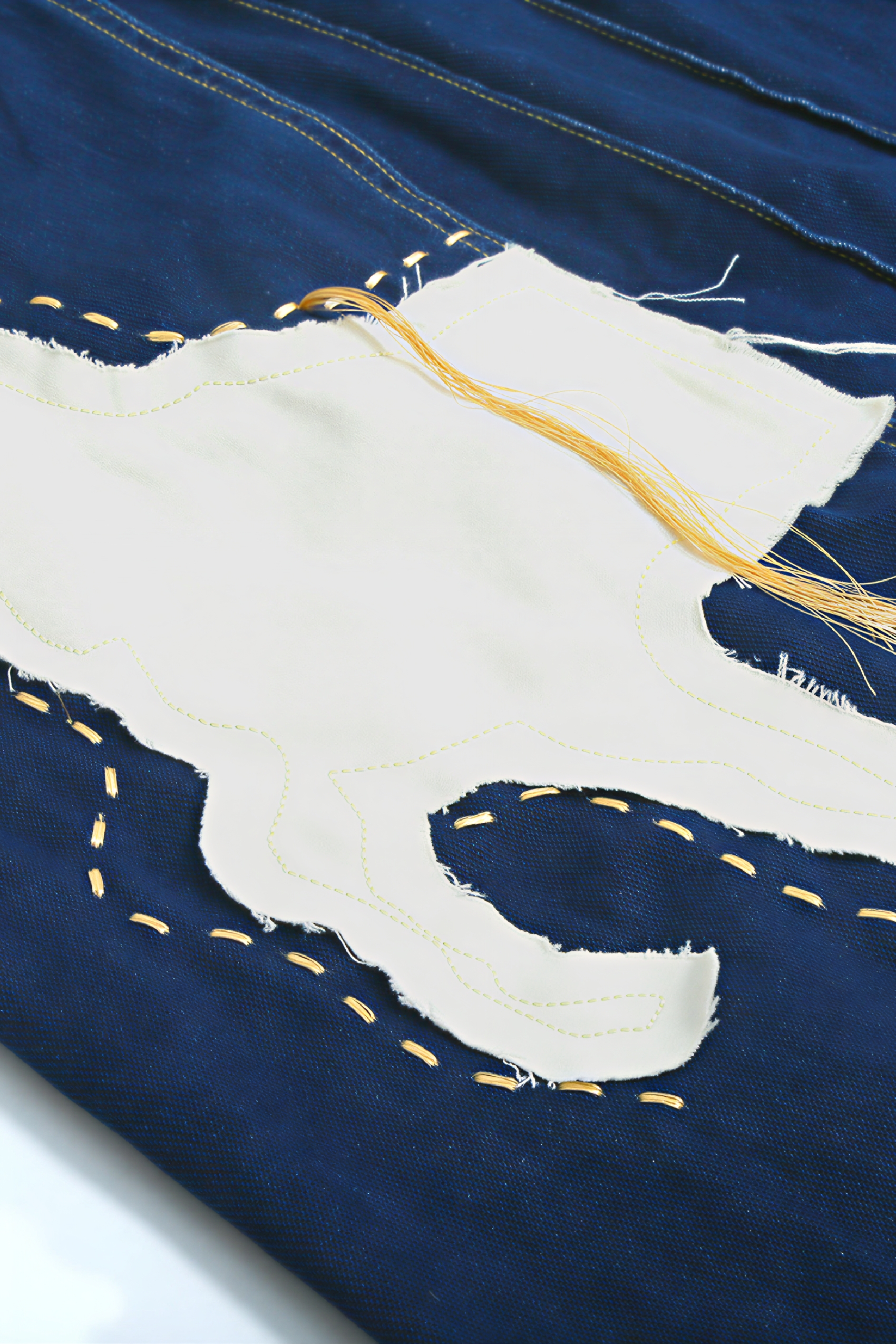 Van Gogh-Inspired High-Waisted A-Line Denim Skirt