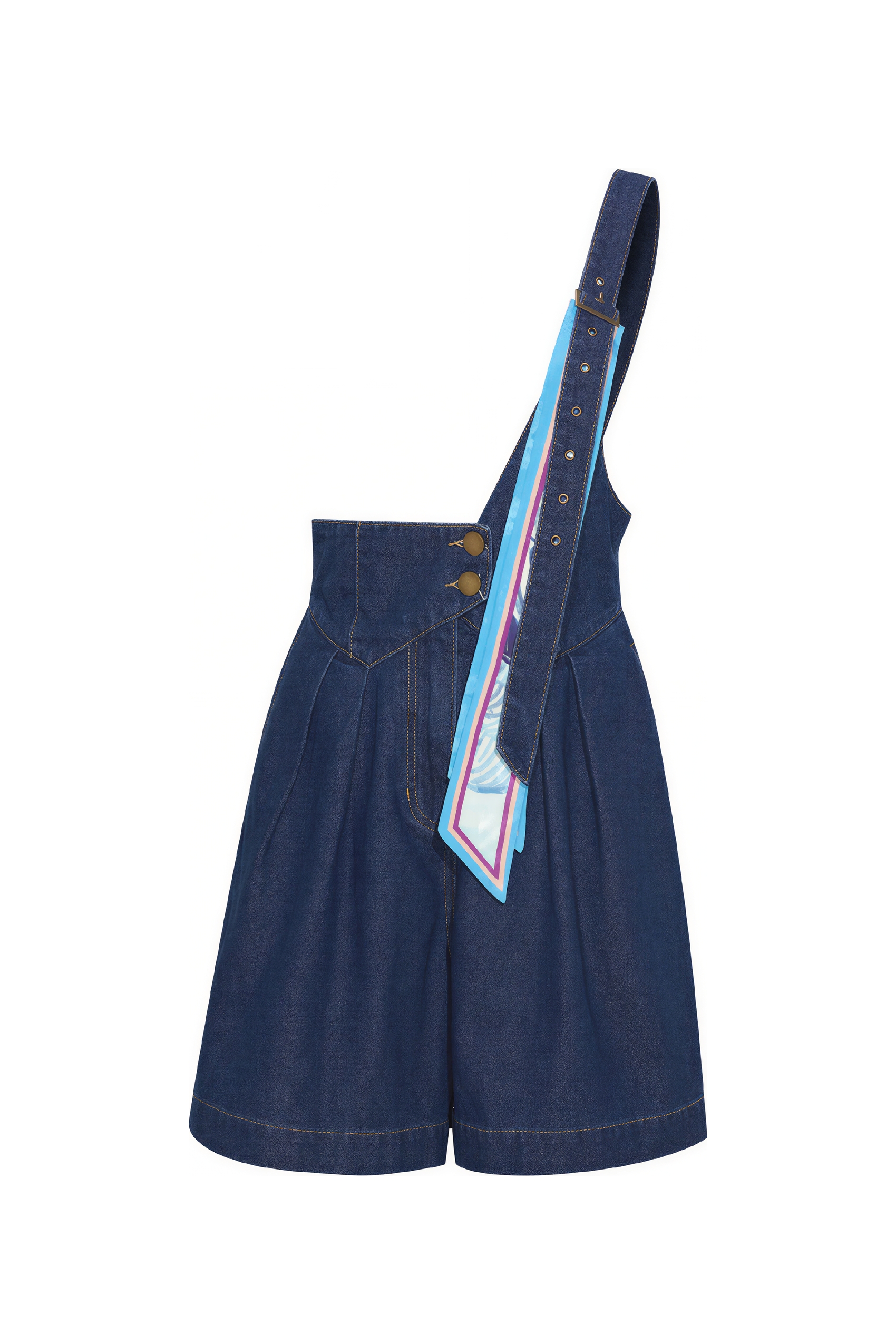 High-Waisted Wide-Leg Denim Overalls