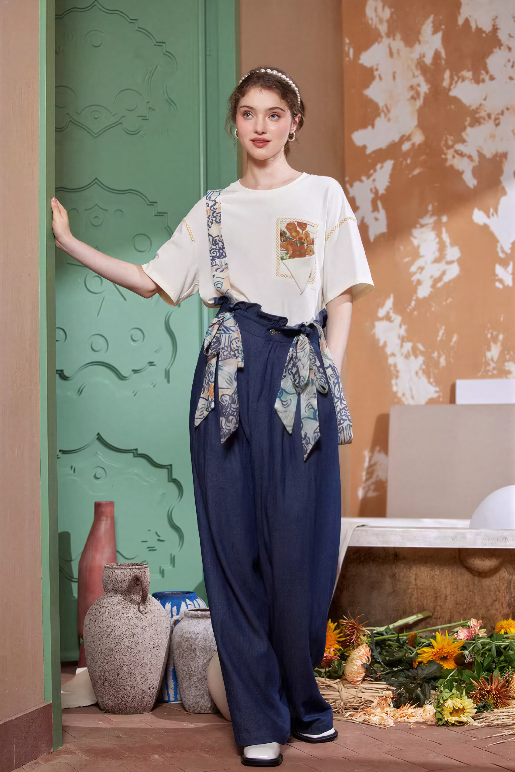 Retro denim overalls