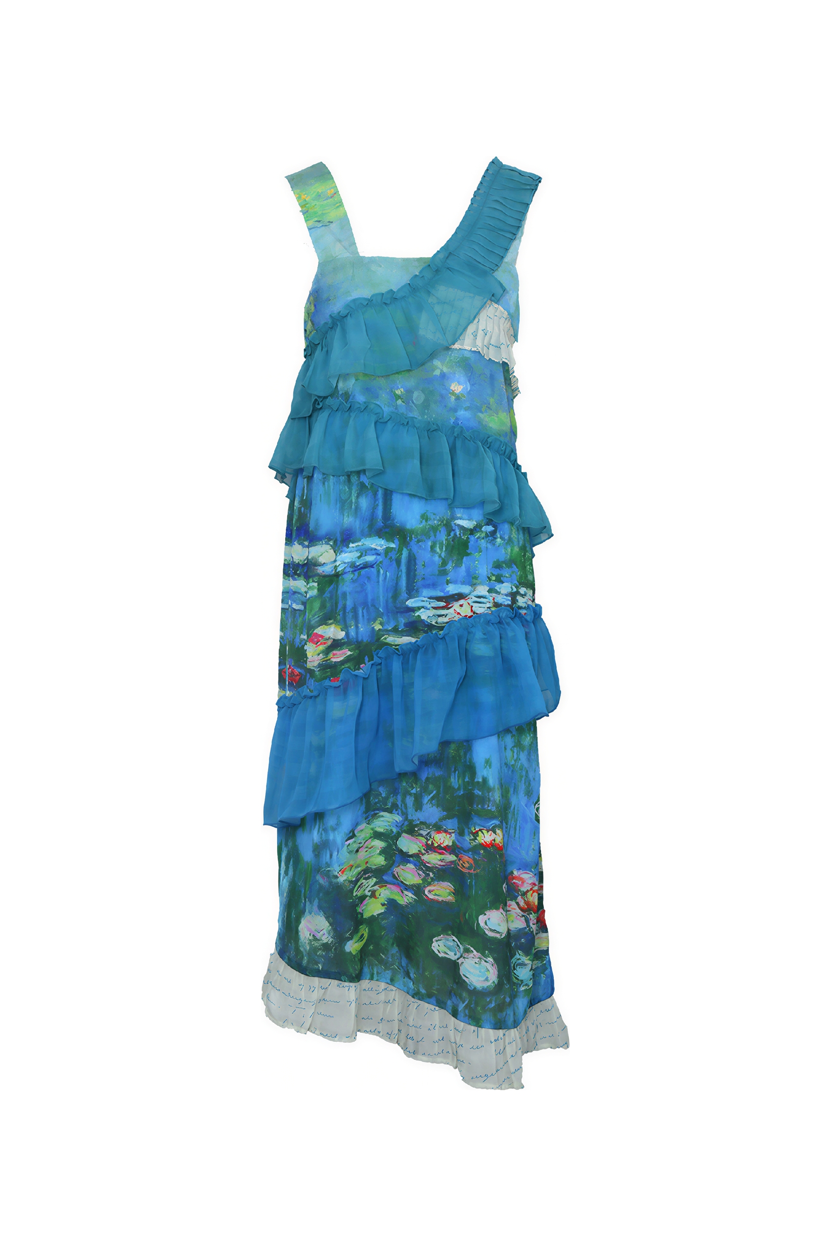 Monet-Inspired Oil Painting Print Slip Dress