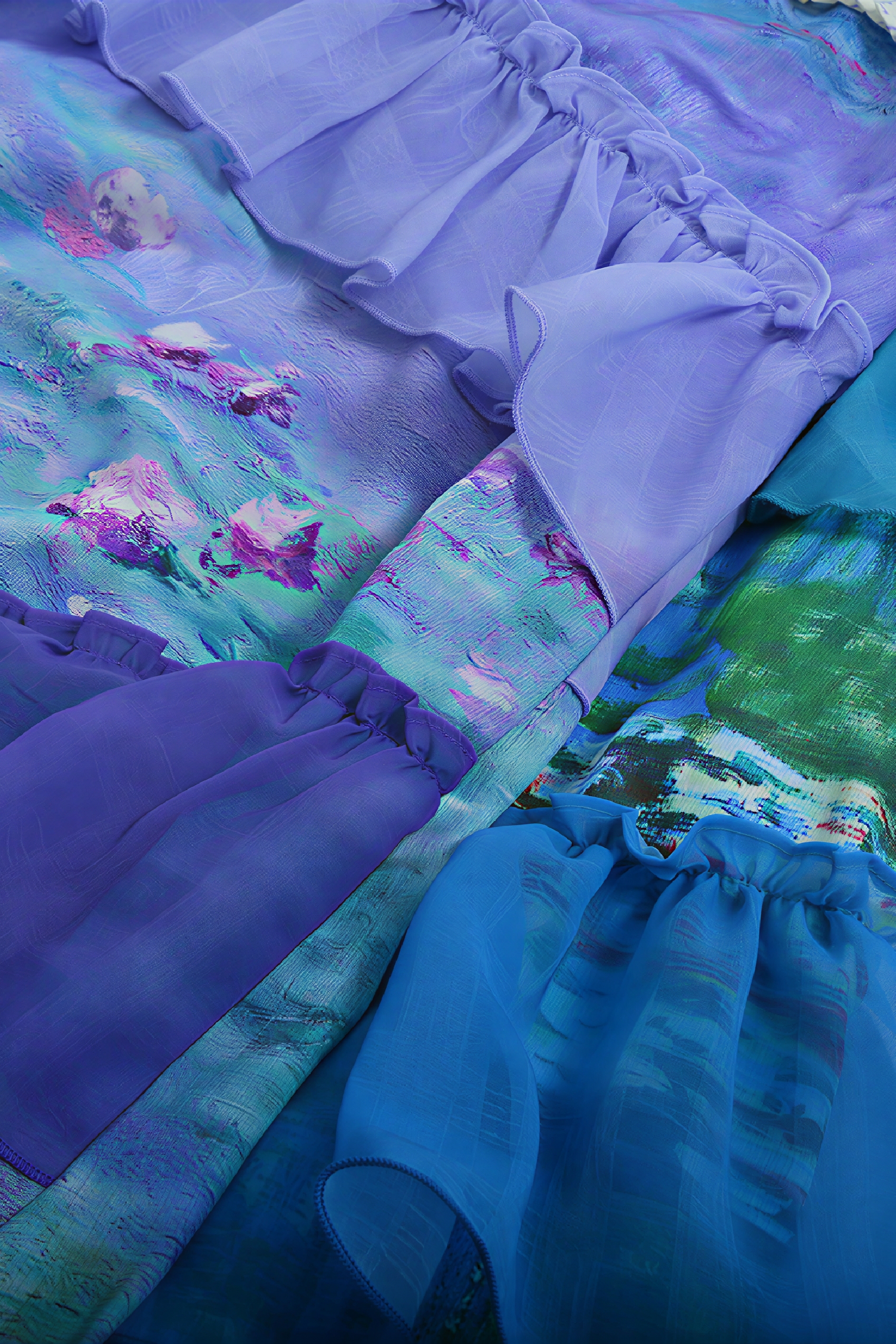 Monet-Inspired Oil Painting Print Slip Dress