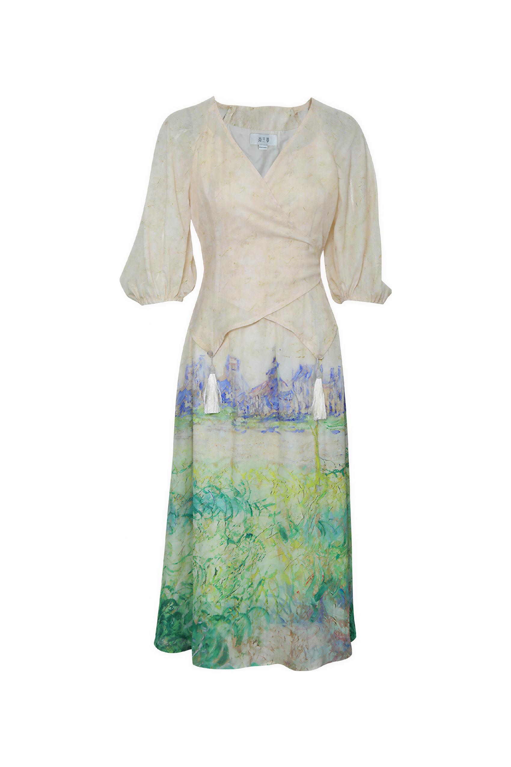 Modern Chinese-Inspired V-Neck Slimming Dress-LYONSENS