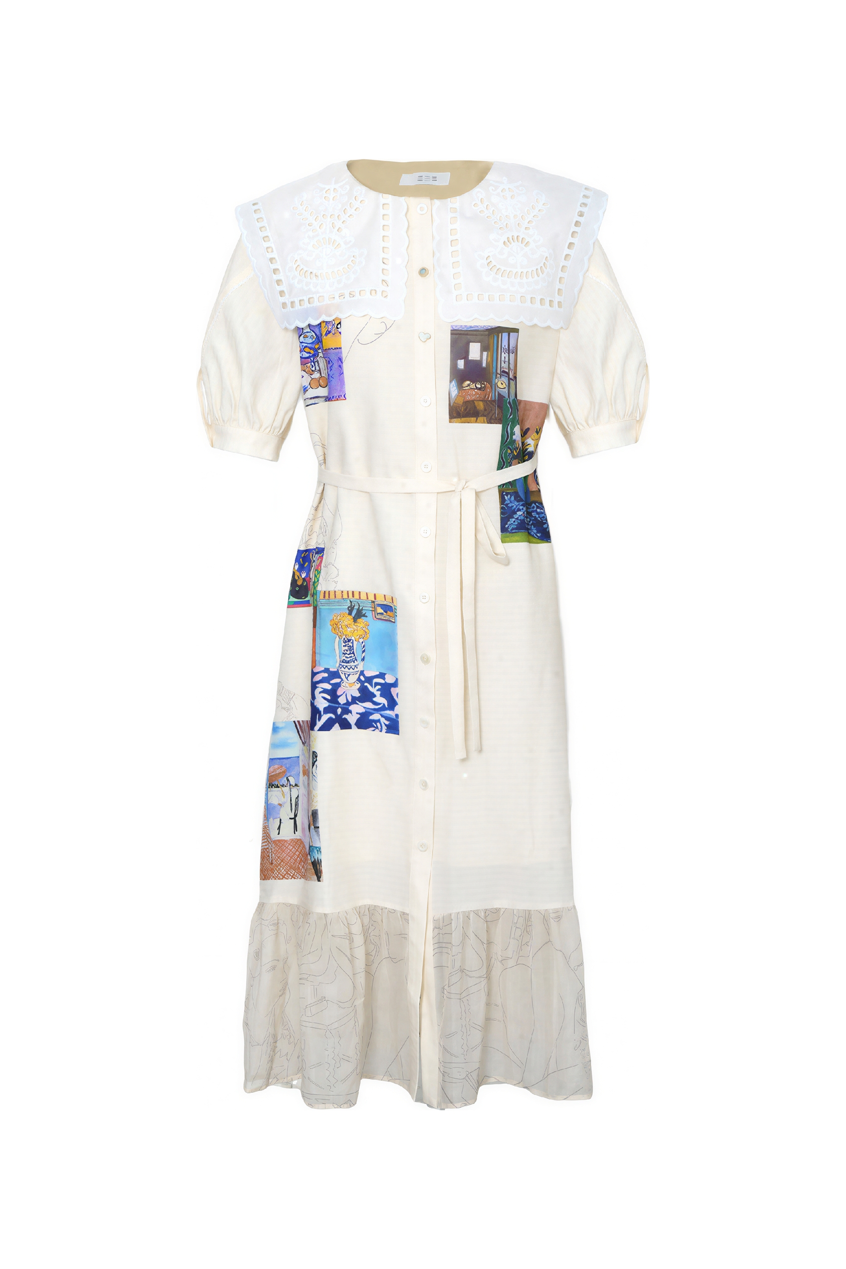 Forest-Style Lace & Printed Patchwork Dress | LYONSENS Women's Fashion