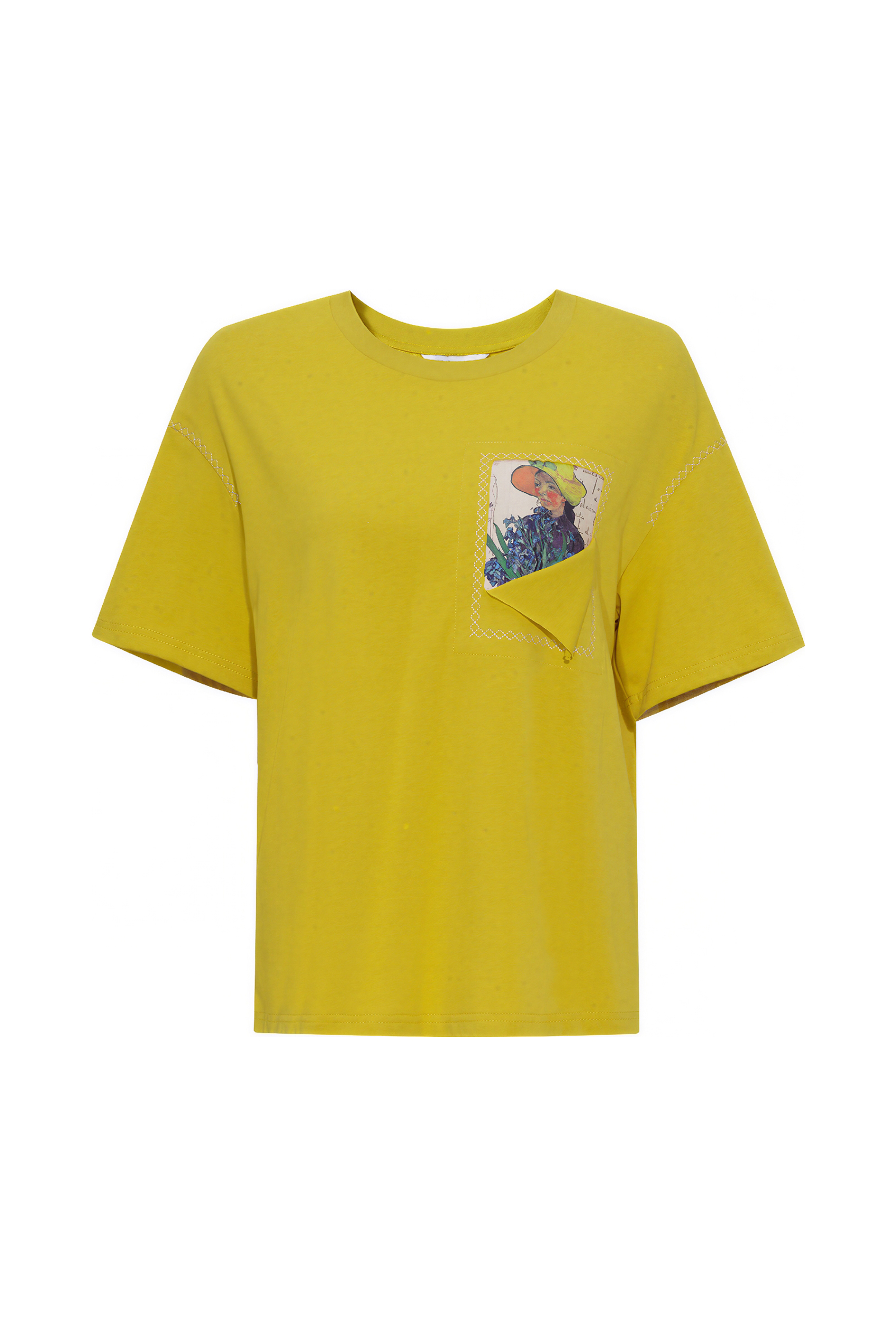 ゴッホにインスパイアされた白いコットンアートプリントTシャツ