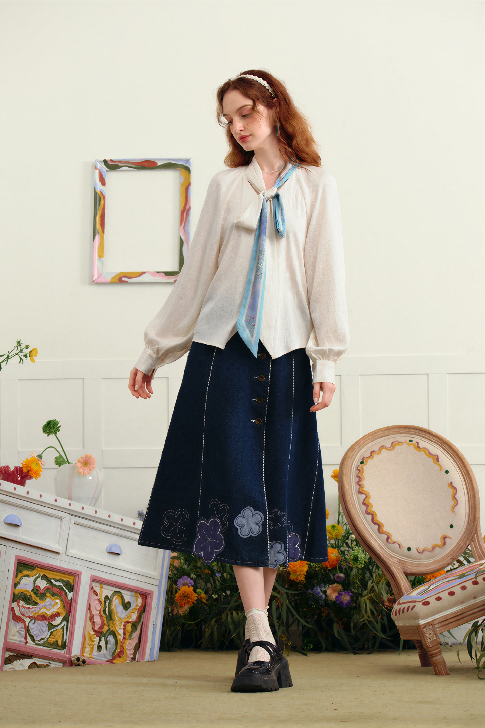 Monet-Inspired French Designer Cropped Shirt-LYONSENS