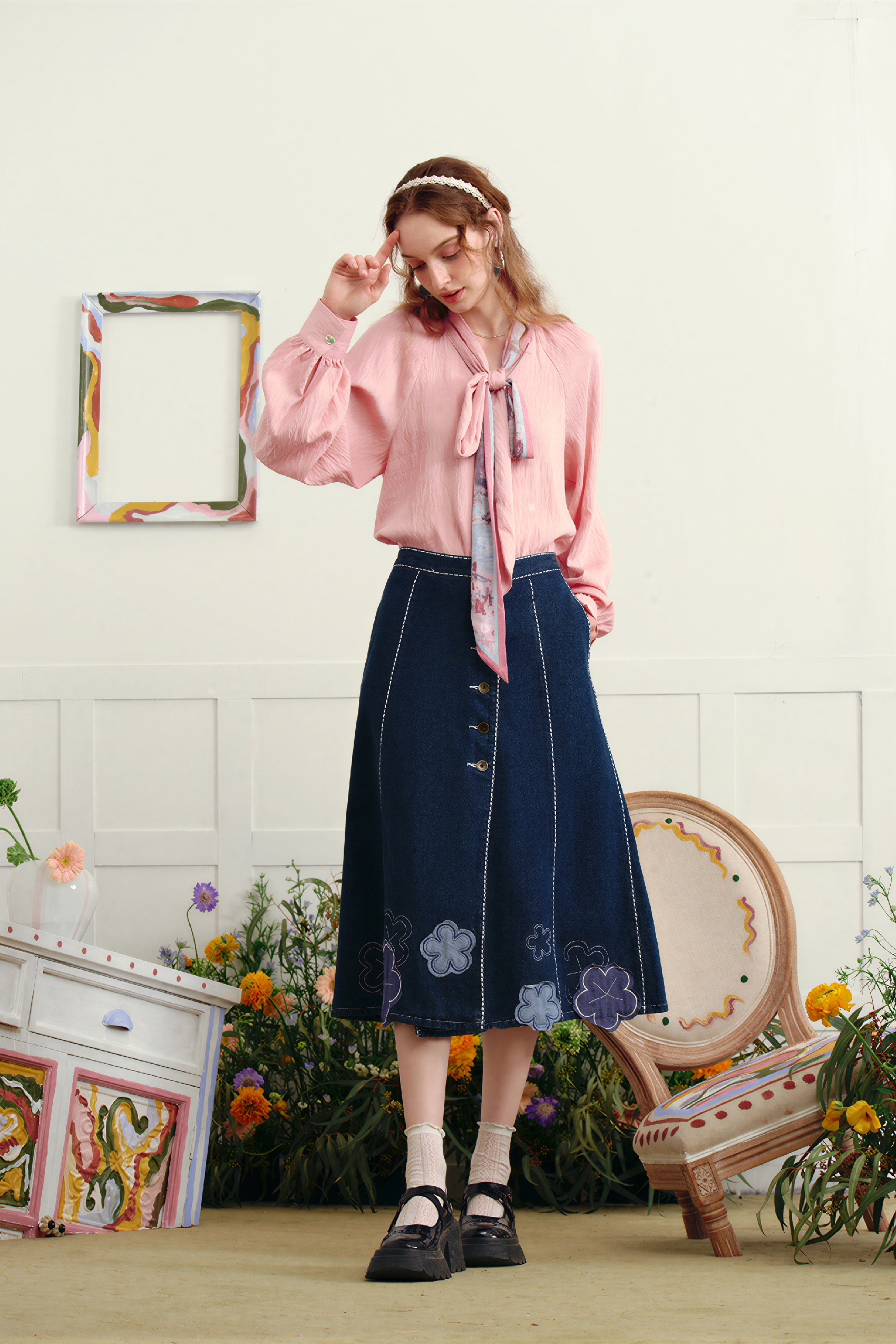 Monet-Inspired French Designer Cropped Shirt-LYONSENS
