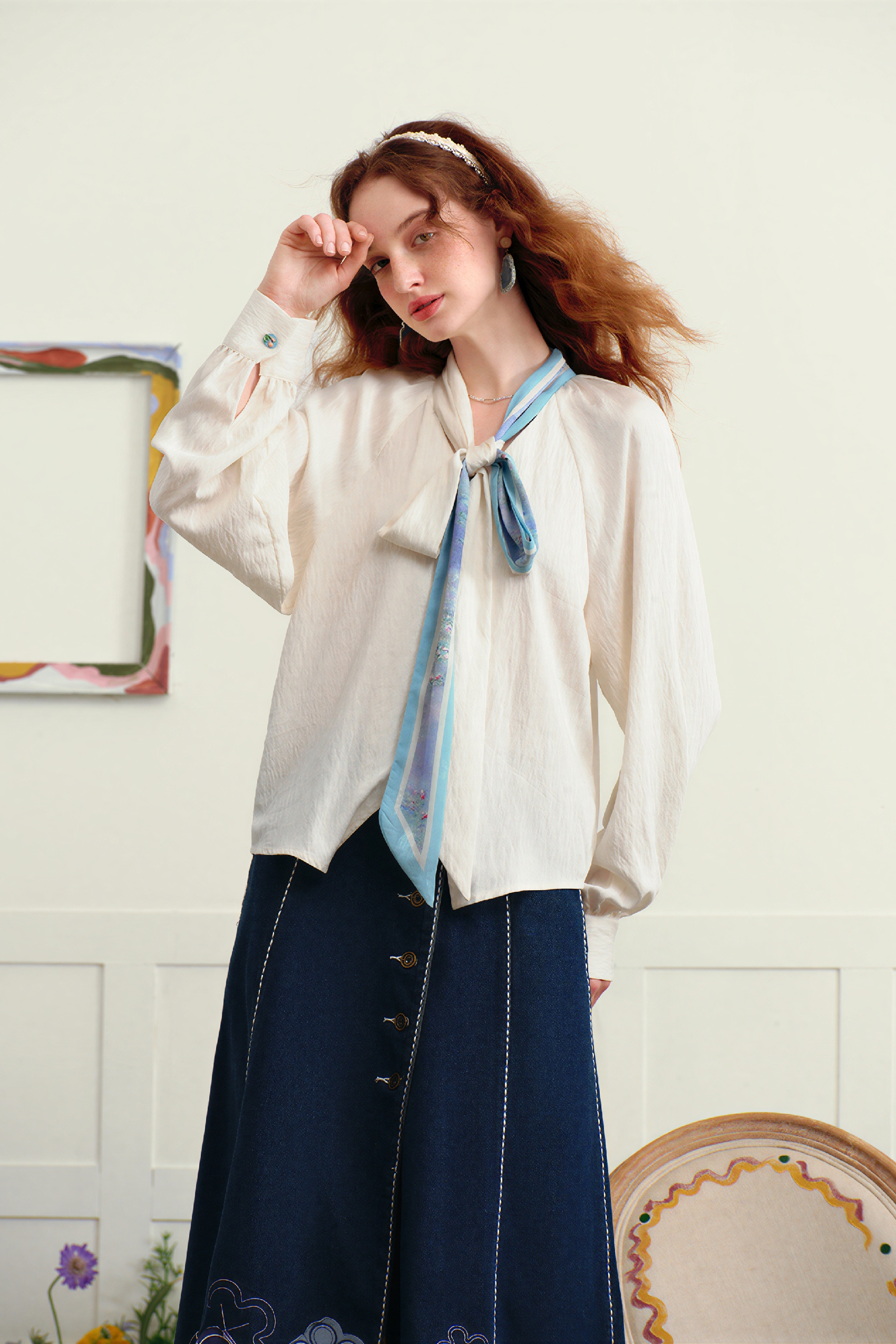 Monet-Inspired French Designer Cropped Shirt-LYONSENS
