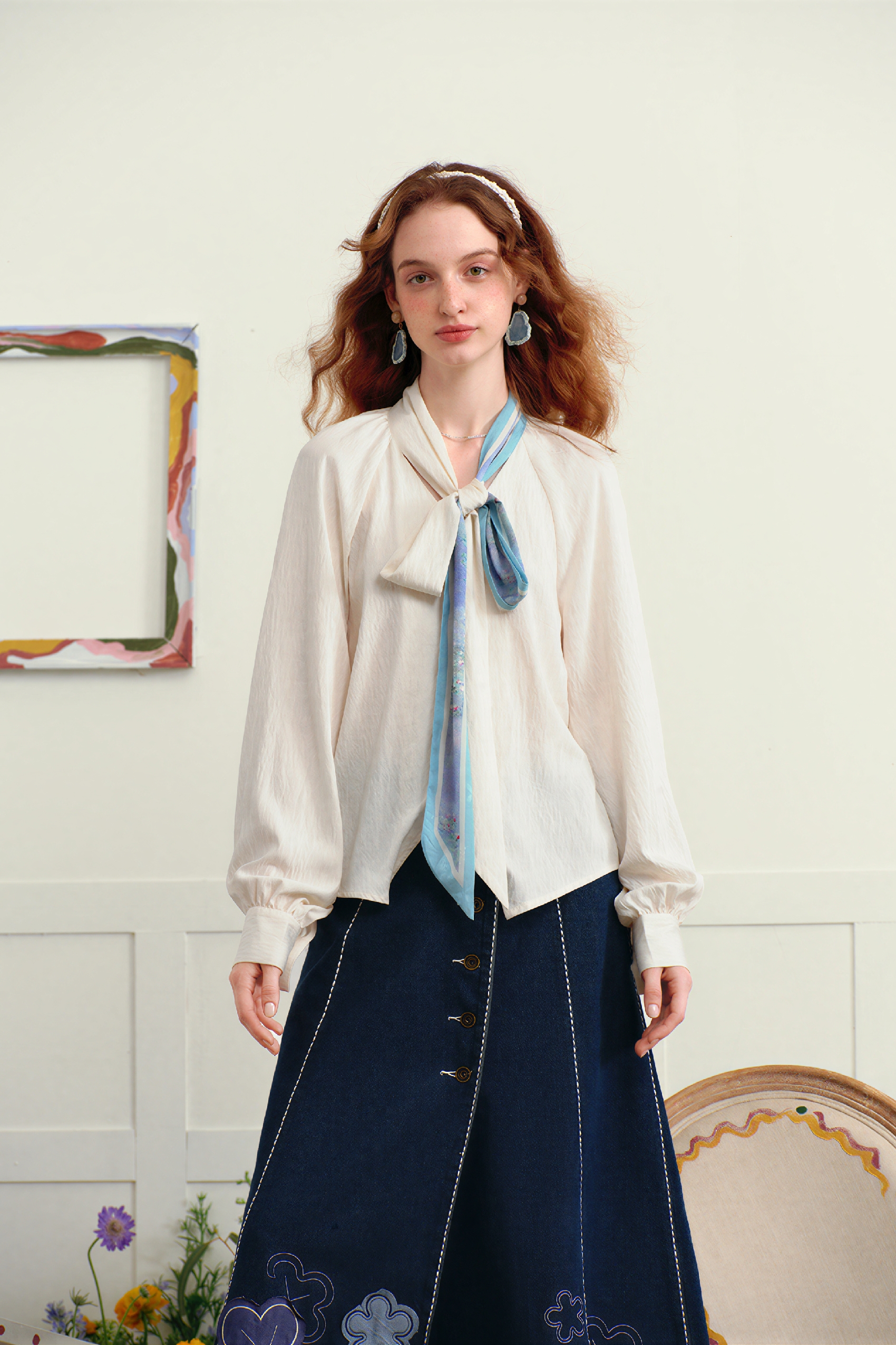 Monet-Inspired French Designer Cropped Shirt-LYONSENS