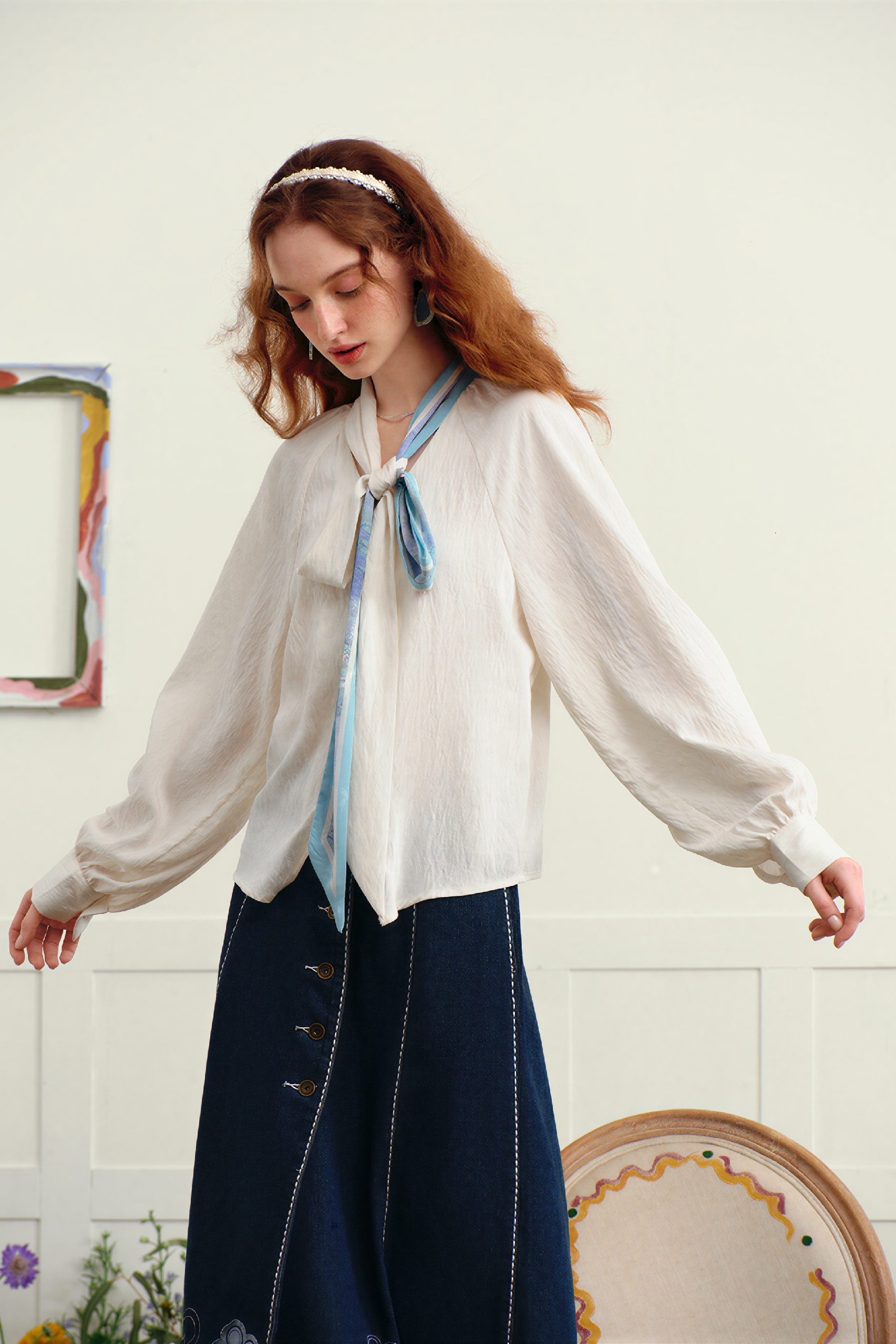 Monet-Inspired French Designer Cropped Shirt-LYONSENS