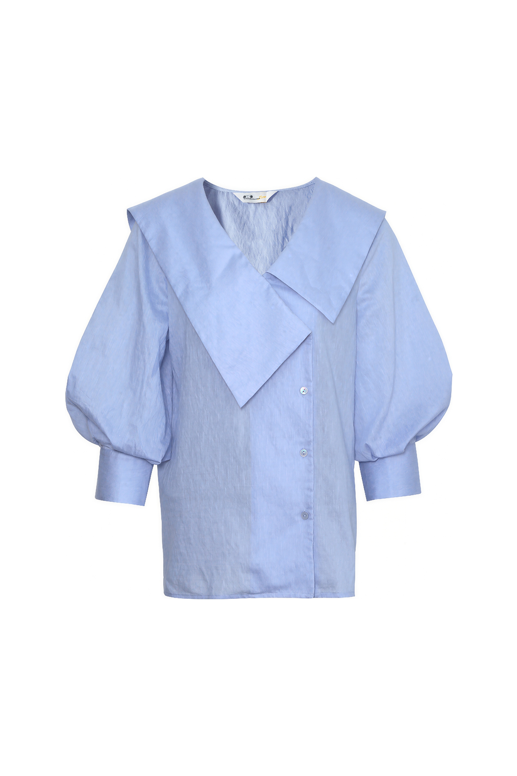 White Sailor-Collar Short-Sleeve Shirt