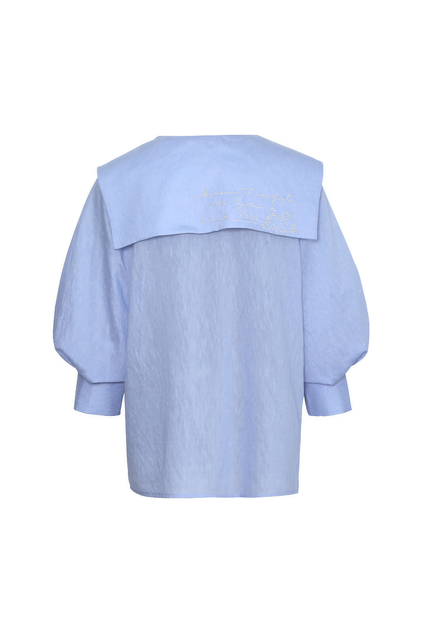 White Sailor-Collar Short-Sleeve Shirt